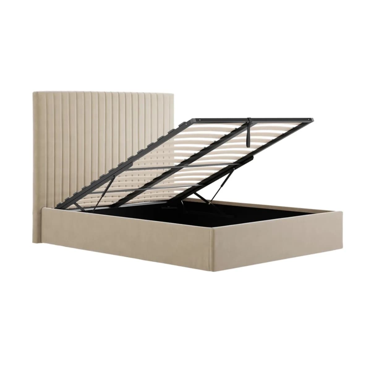 Berlin Beige Tall Ottoman Double Bed