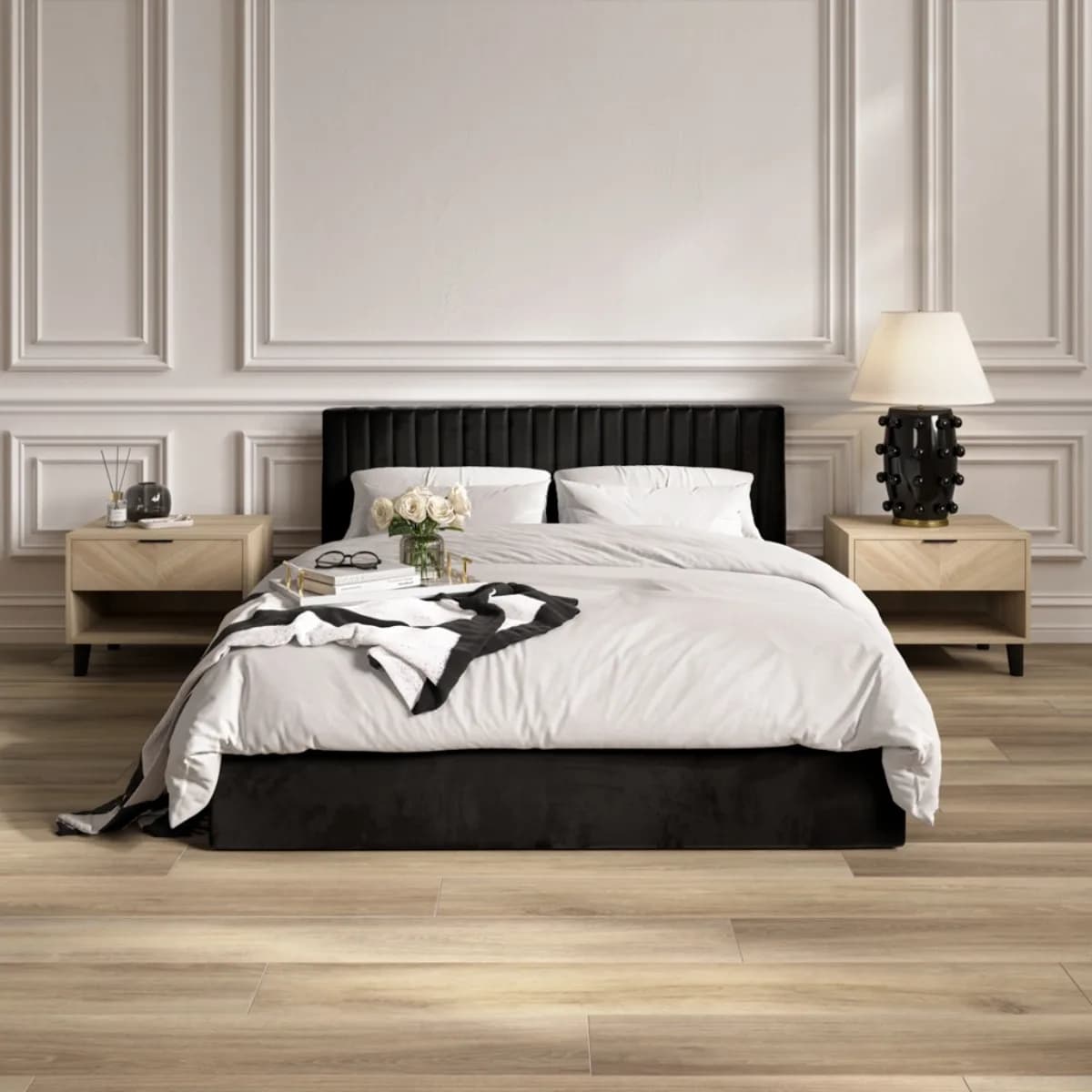 Berlin Black Ottoman Super King Size Bed