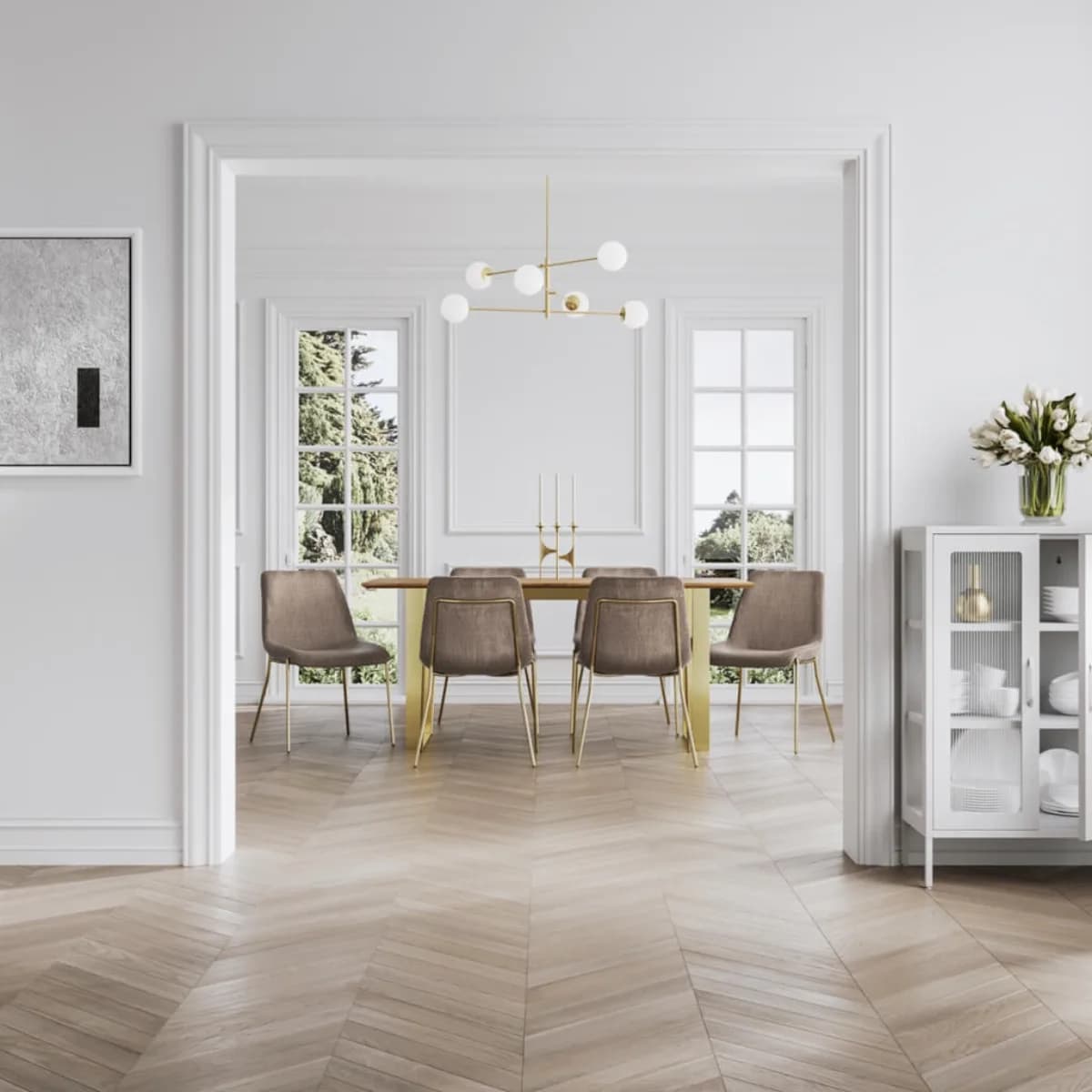 Carlo Taupe / Gold Dining Chair