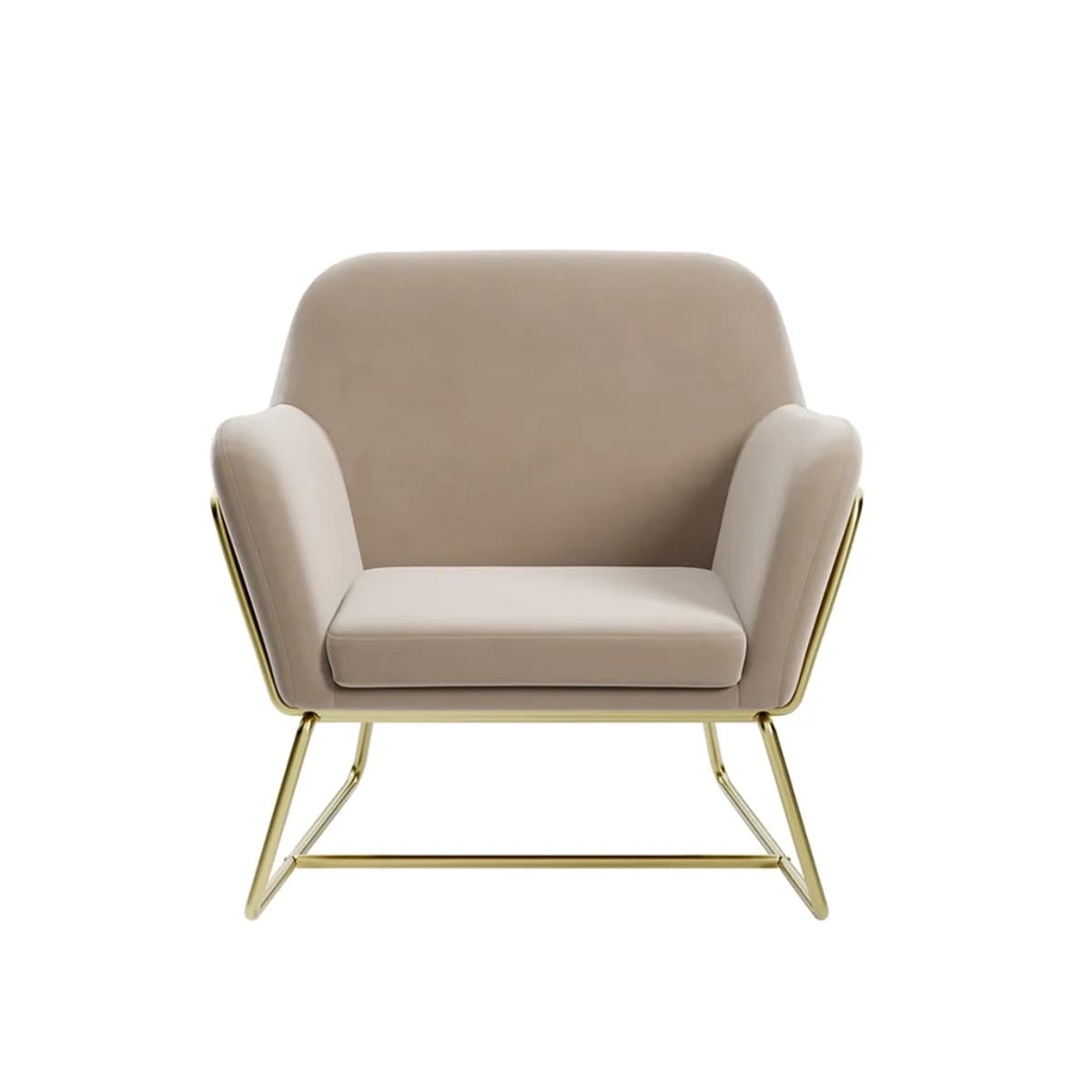 Charles Armchair Beige Velvet / Brushed Gold