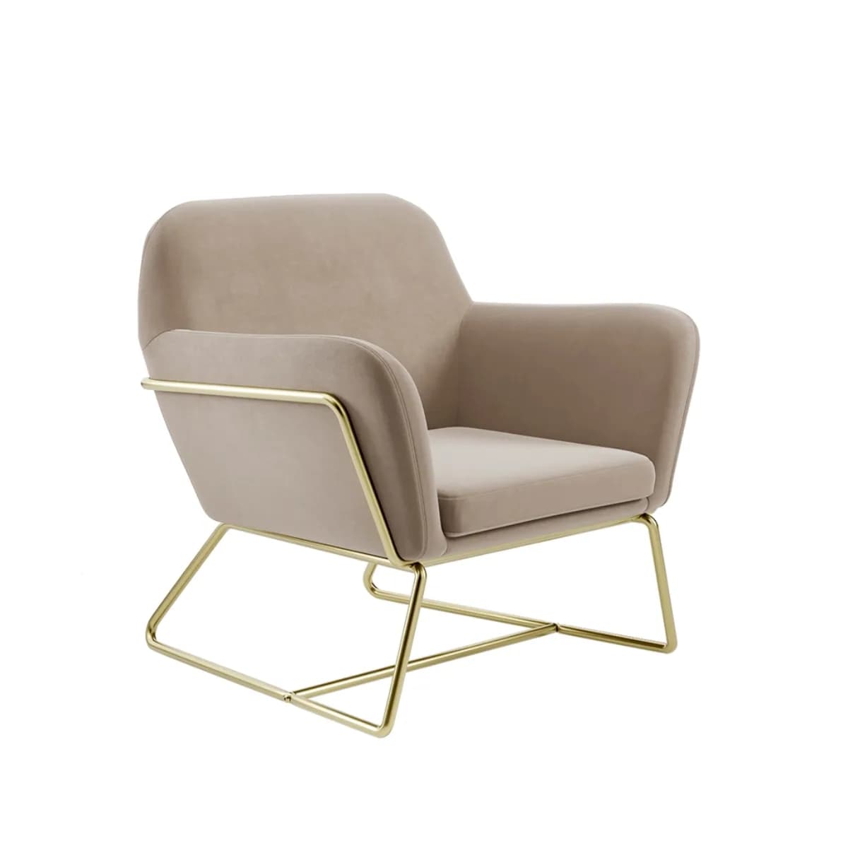 Charles Armchair Beige Velvet / Brushed Gold