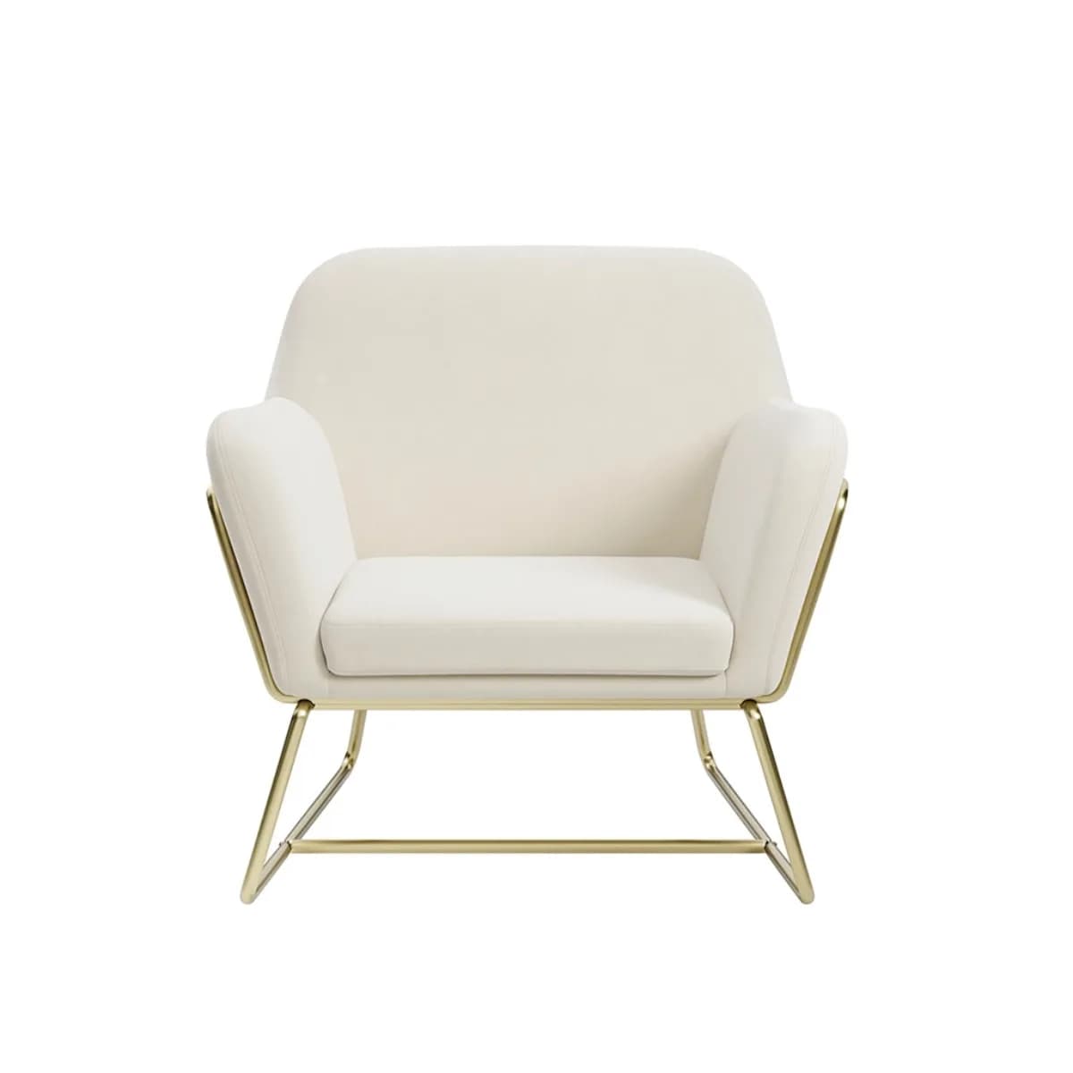 Charles Armchair Cream Velvet / Brushed Gold