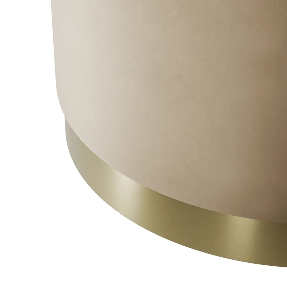 Lara Pouffe Beige Velvet / Brushed Gold Large
