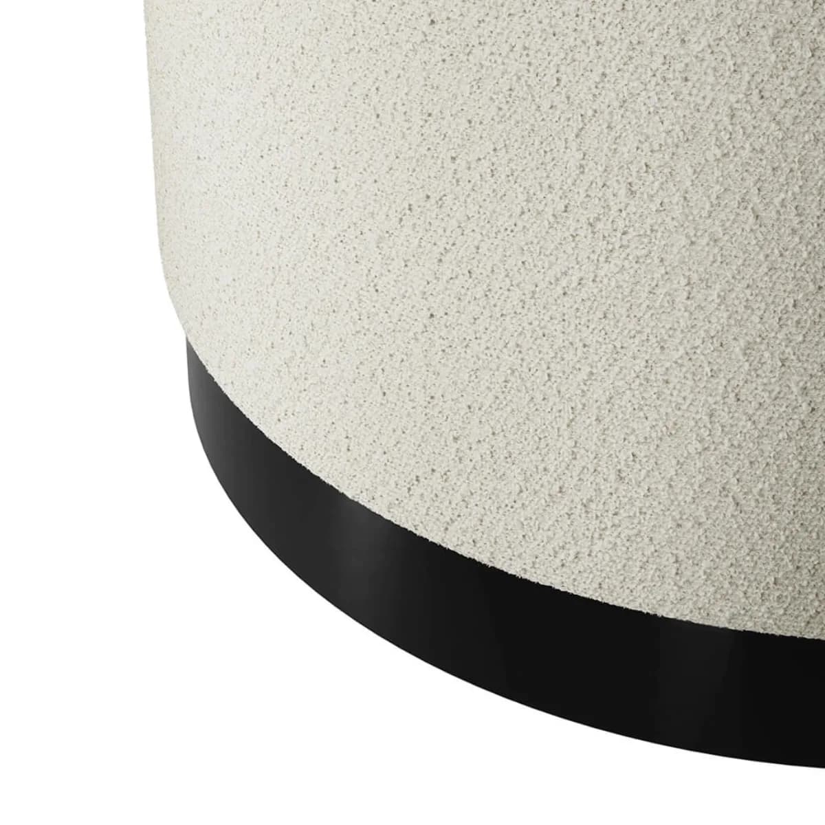 Lara Pouffe Ivory Boucle / Matte Black Large