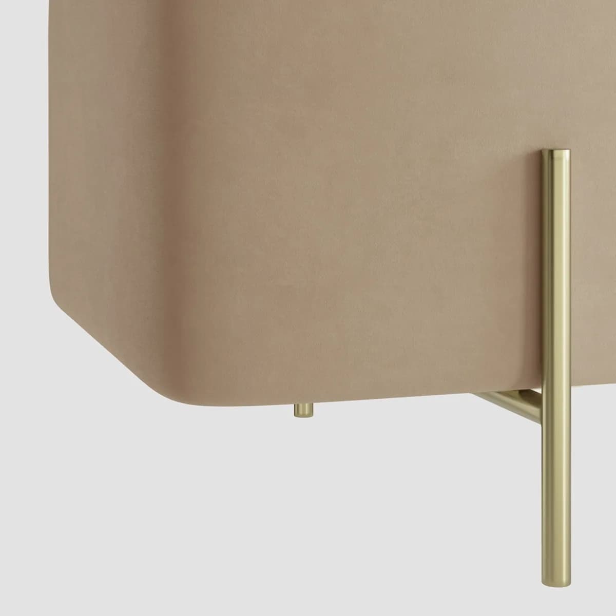 Lola Storage Ottoman Beige Velvet / Brushed Gold