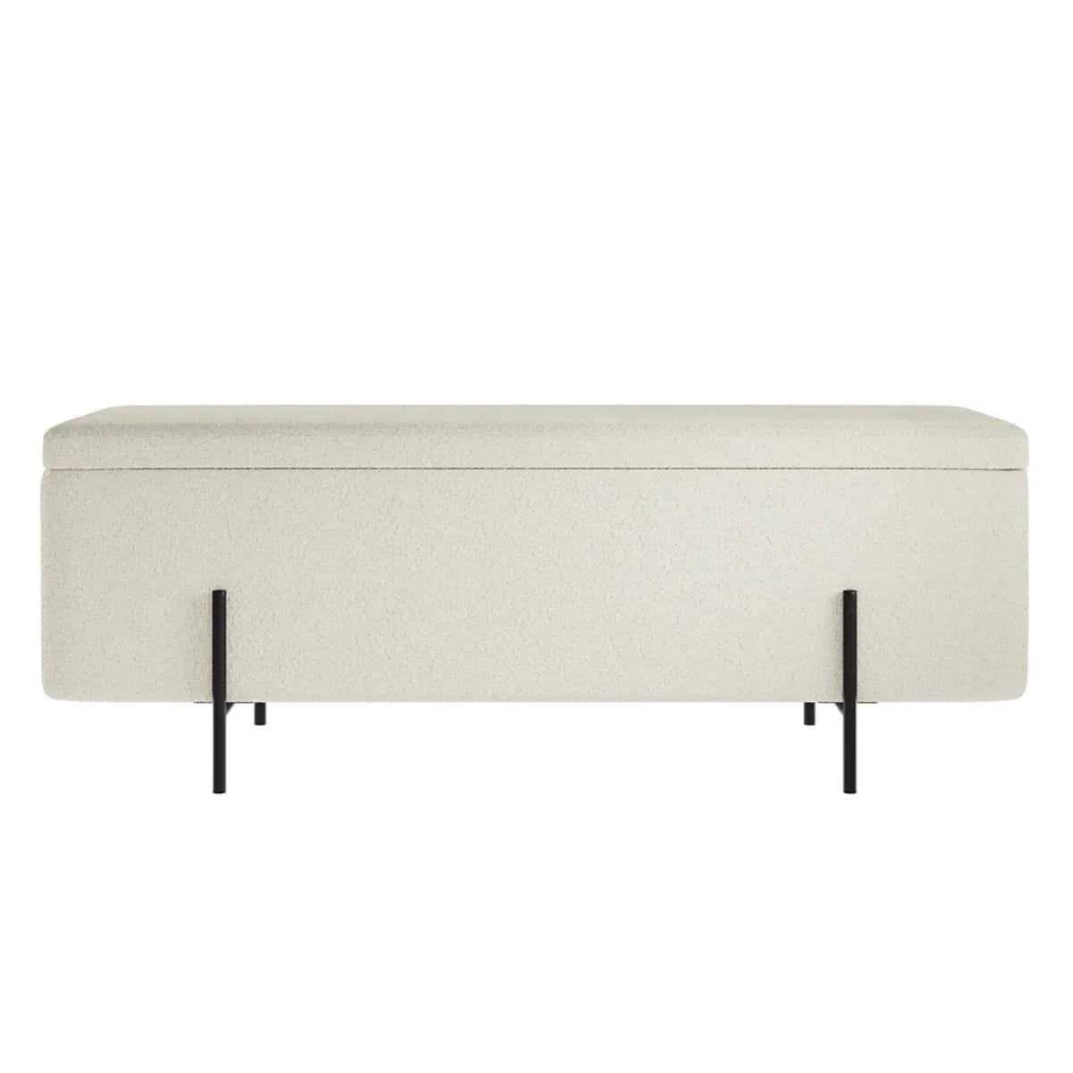 Lola Storage Ottoman Ivory Boucle / Matte Black
