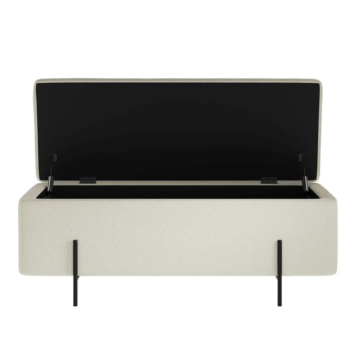Lola Storage Ottoman Ivory Boucle / Matte Black