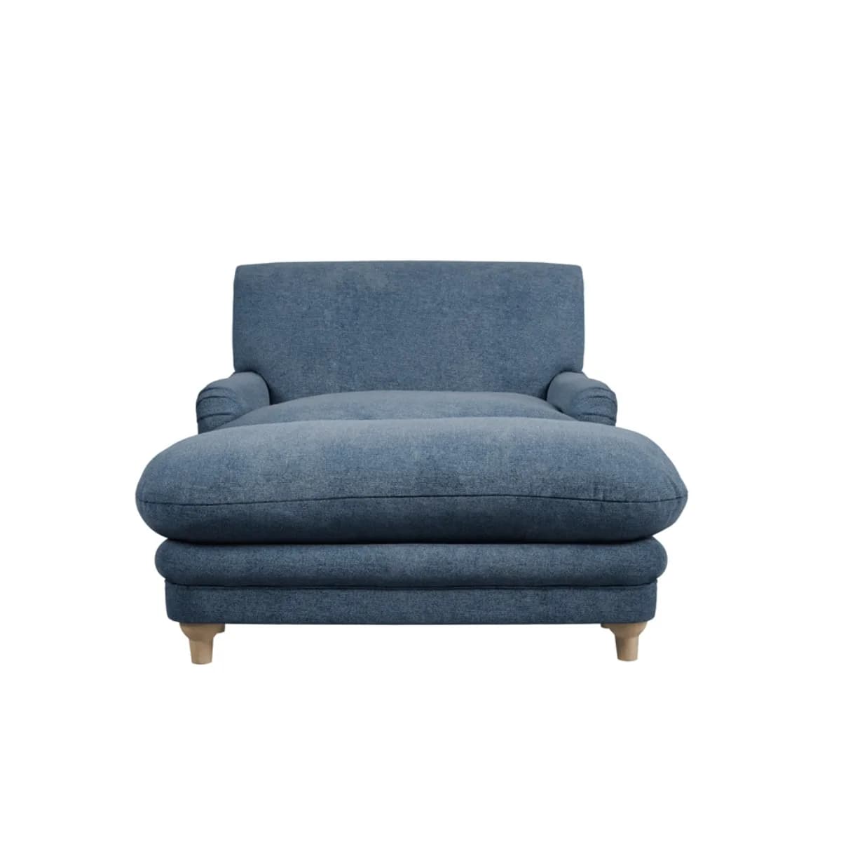 Plumpton Footstool Denim Blue Weave