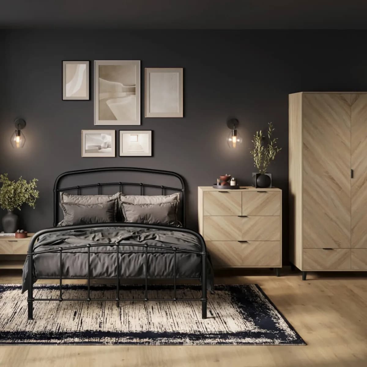 Stockholm Chevron 1 Door Wardrobe