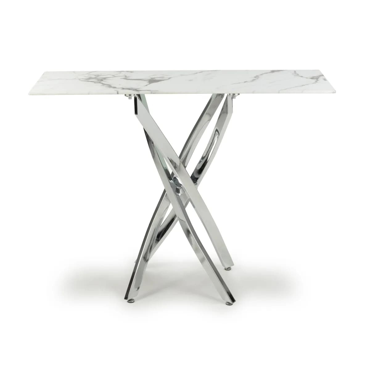 Astoria White/Chrome Console Table
