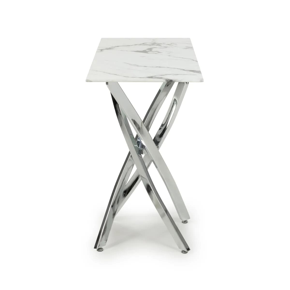 Astoria White/Chrome Console Table