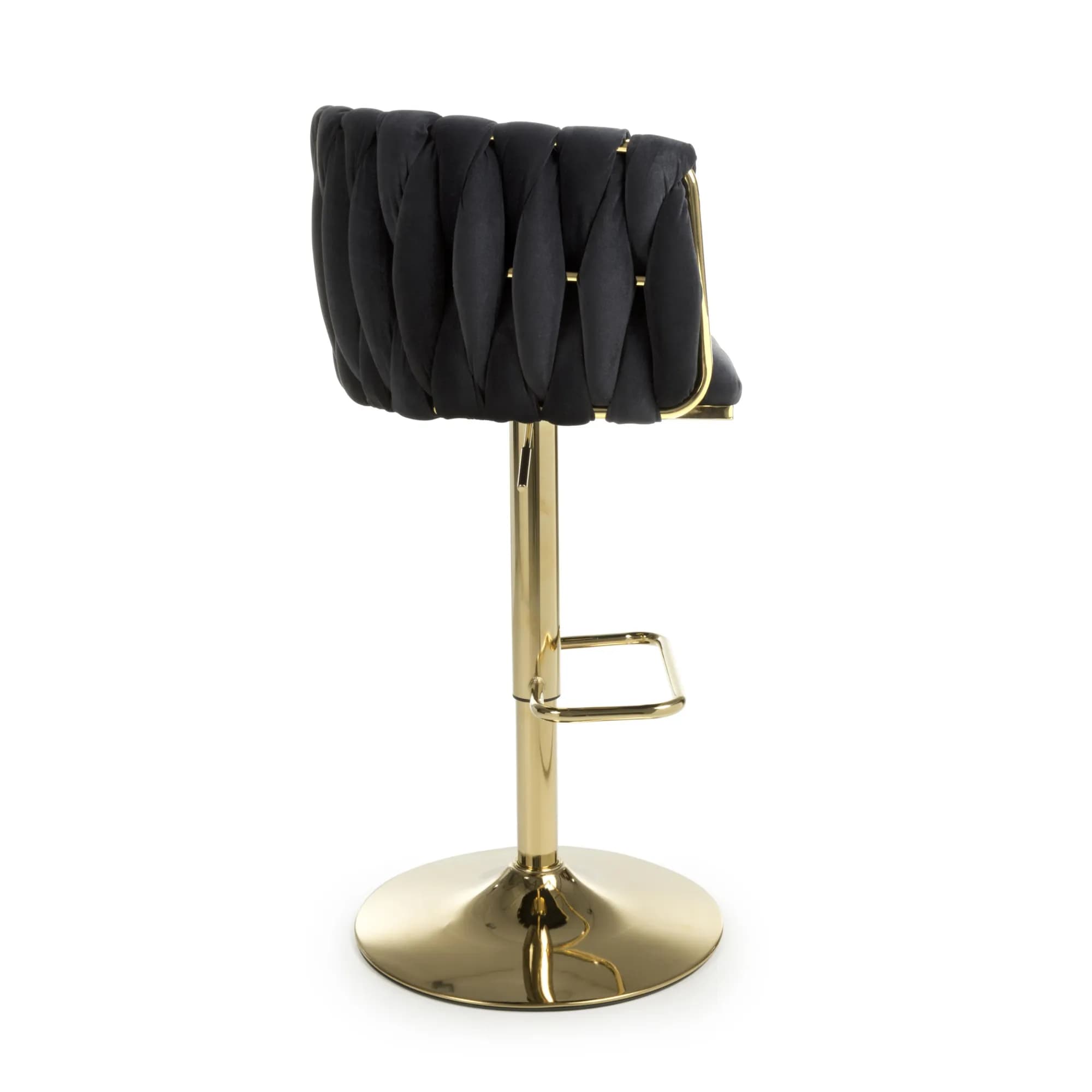 Bellaire Brushed Velvet Black Bar Stool