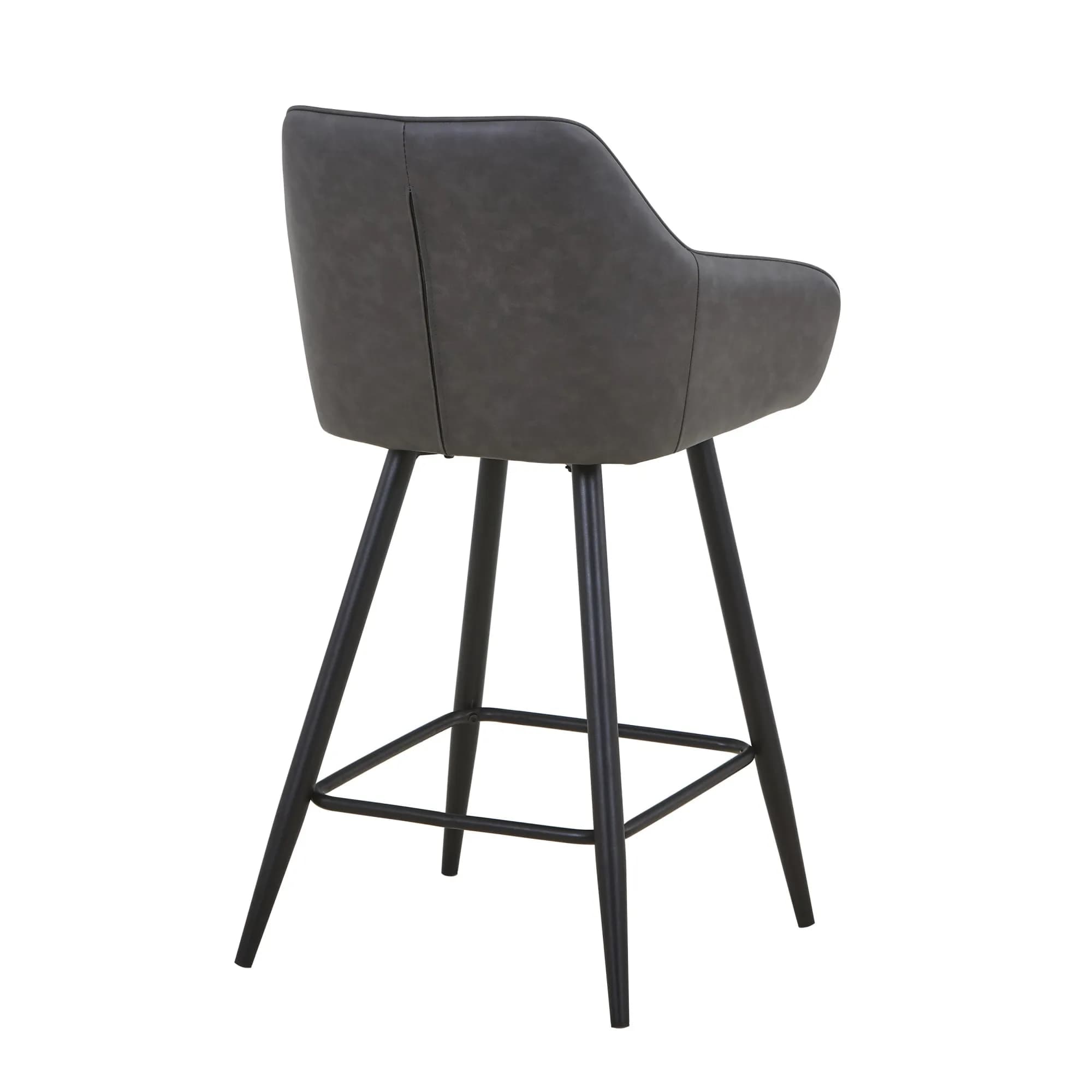 Charm Leather Effect Grey Bar Stool