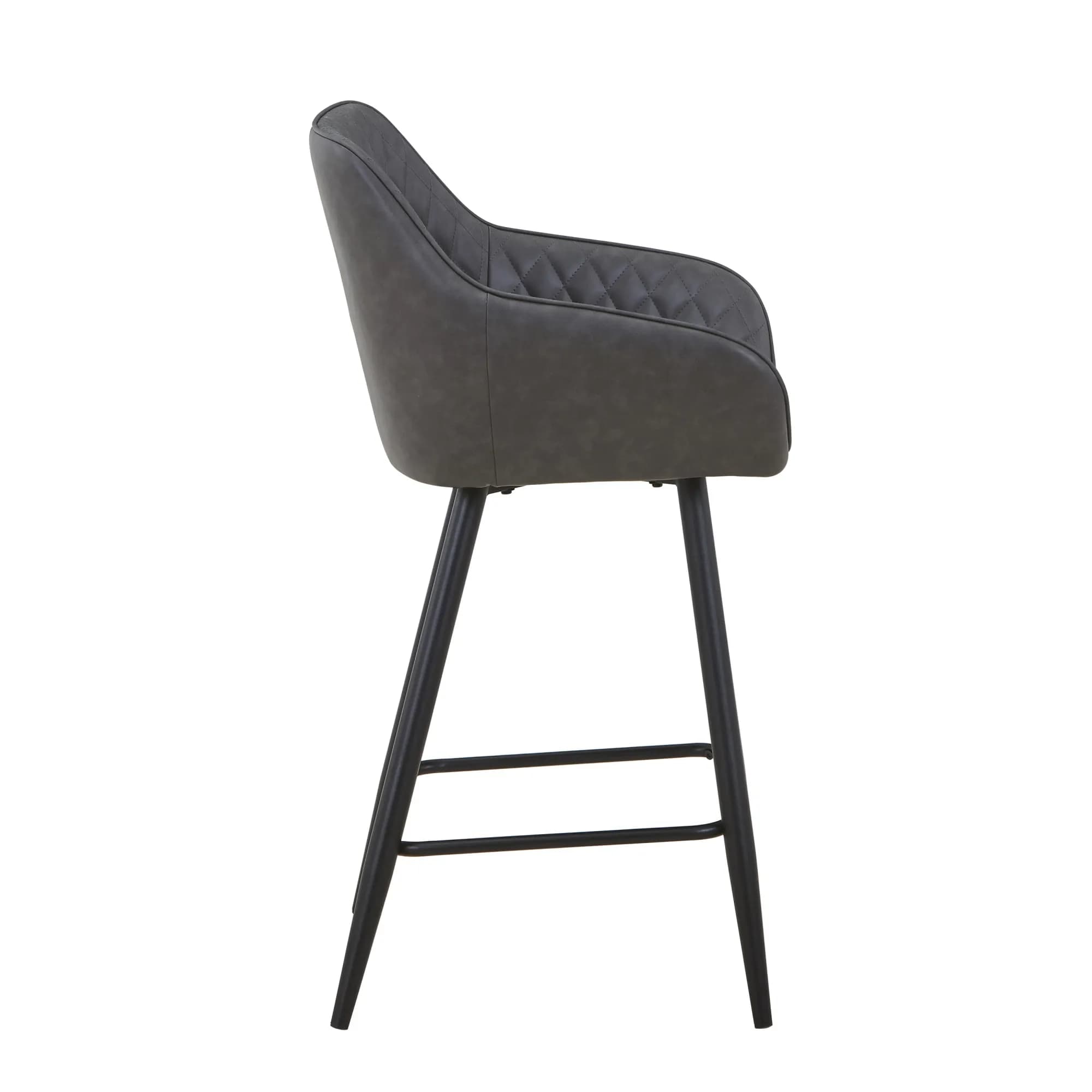 Charm Leather Effect Grey Bar Stool