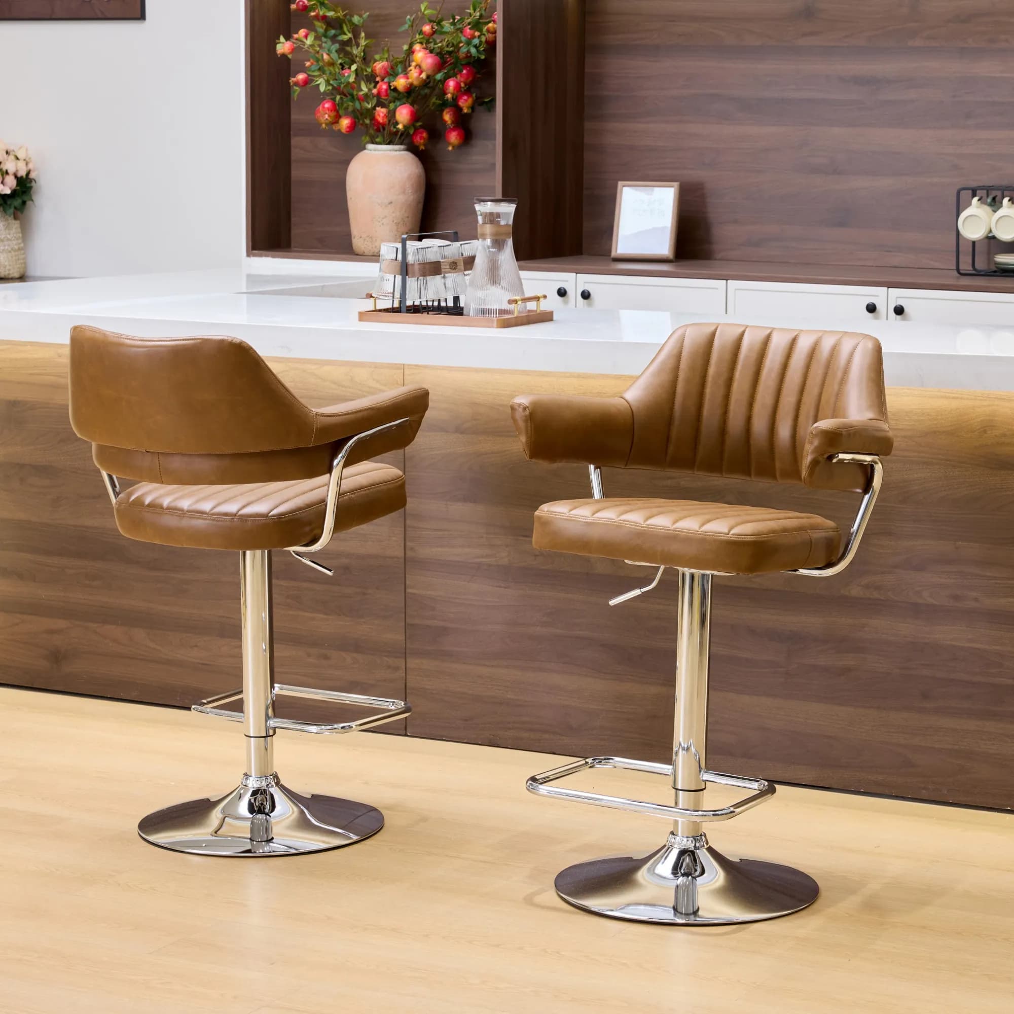 Cortez Leather Effect Tan Bar Stool