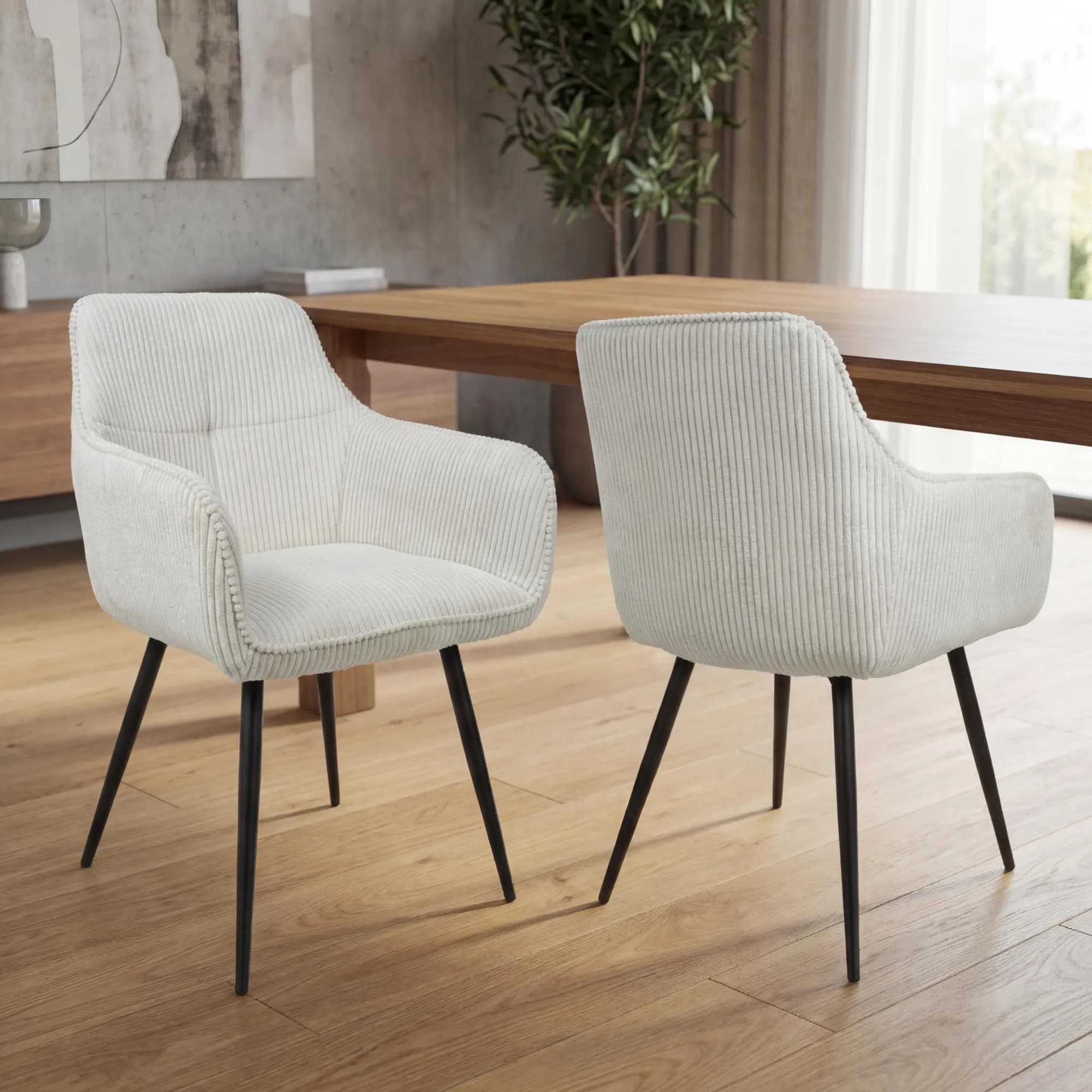 Denver Corduroy White Dining Chair