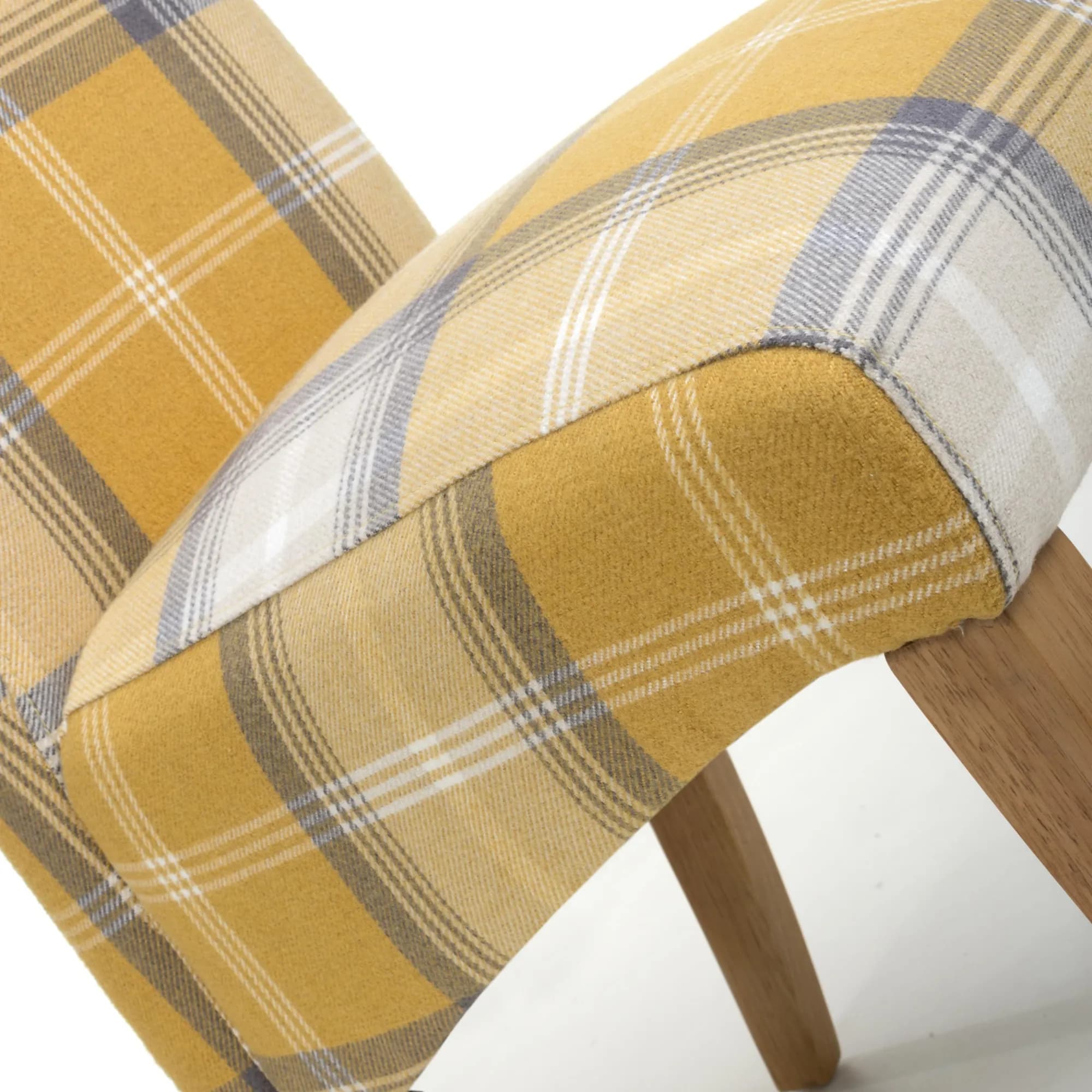 Karta Scroll Back Check Yellow Dining Chair