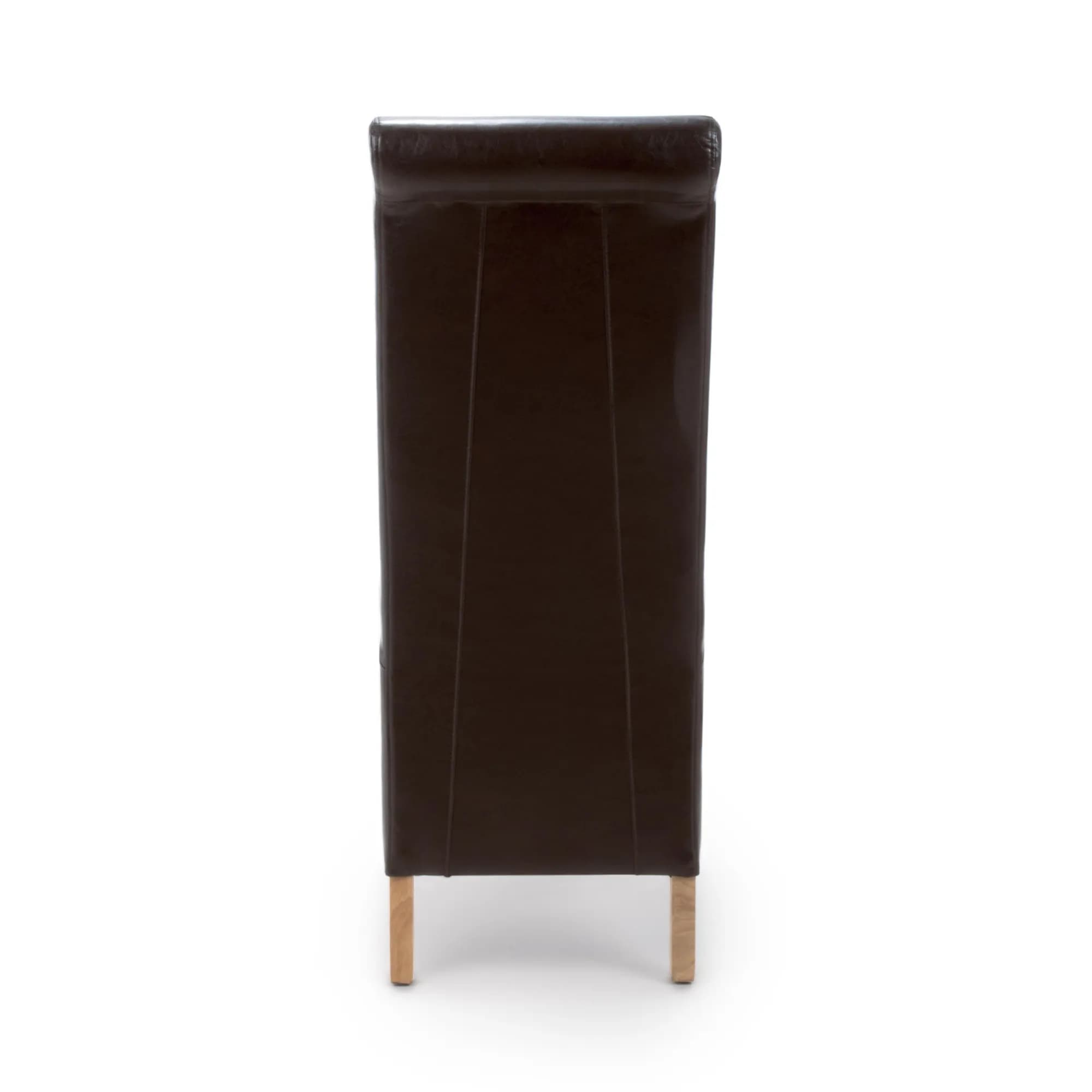 Krista Roll Back Bonded Leather Brown Dining Chair