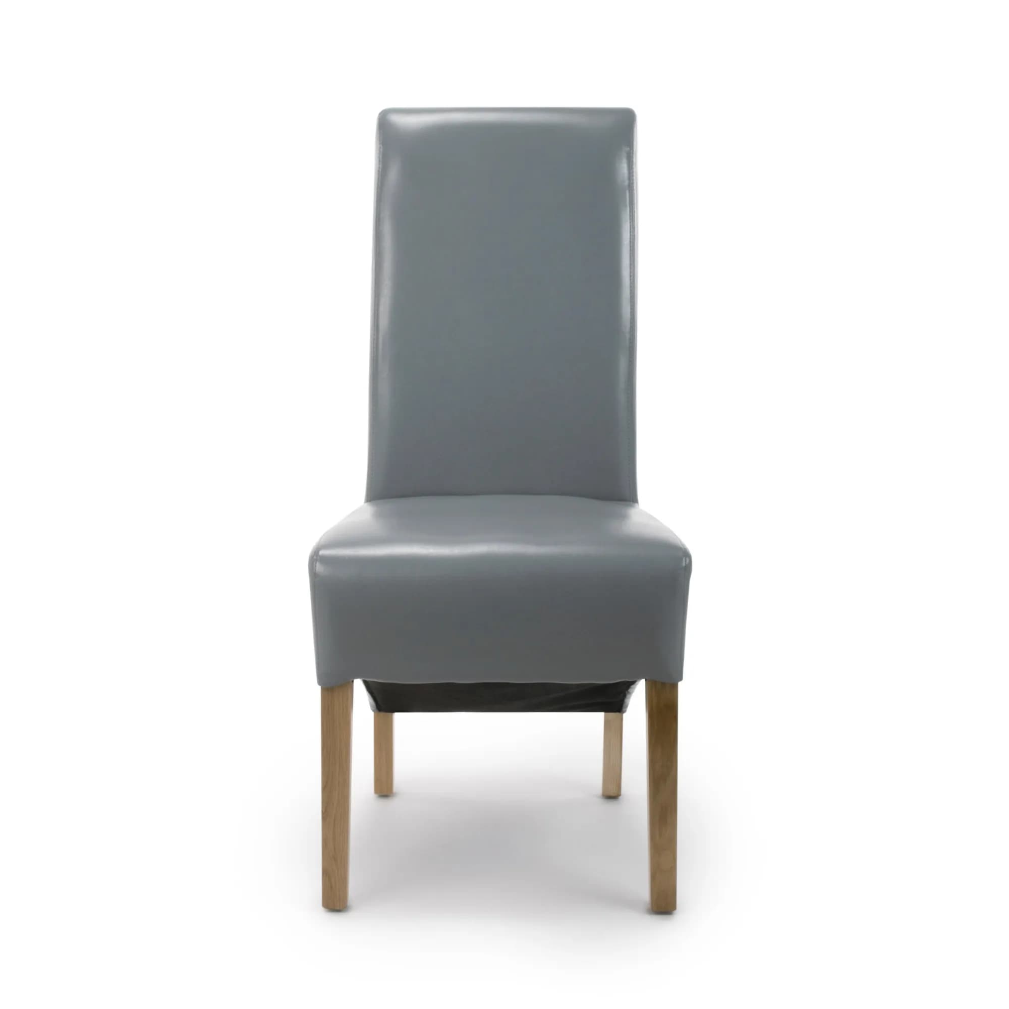 Krista Roll Back Bonded Leather Grey Dining Chair