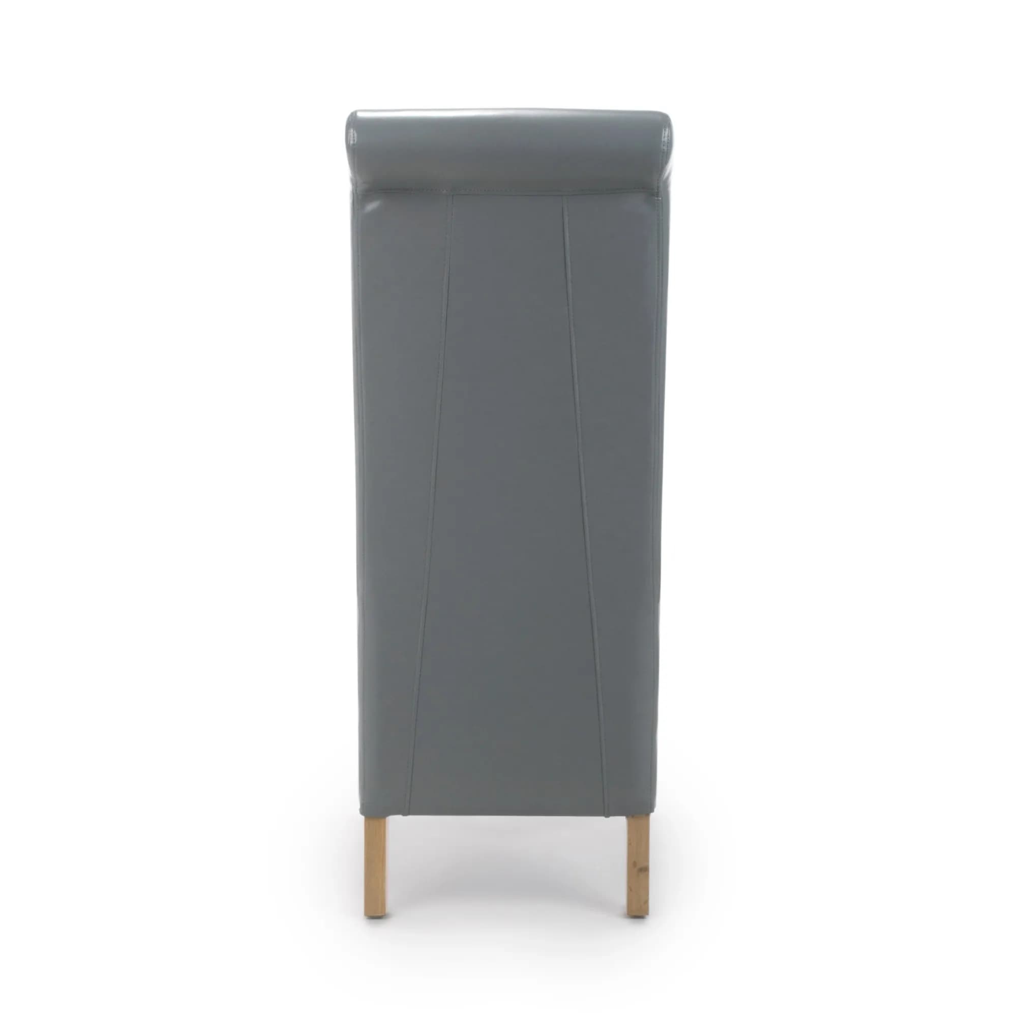 Krista Roll Back Bonded Leather Grey Dining Chair