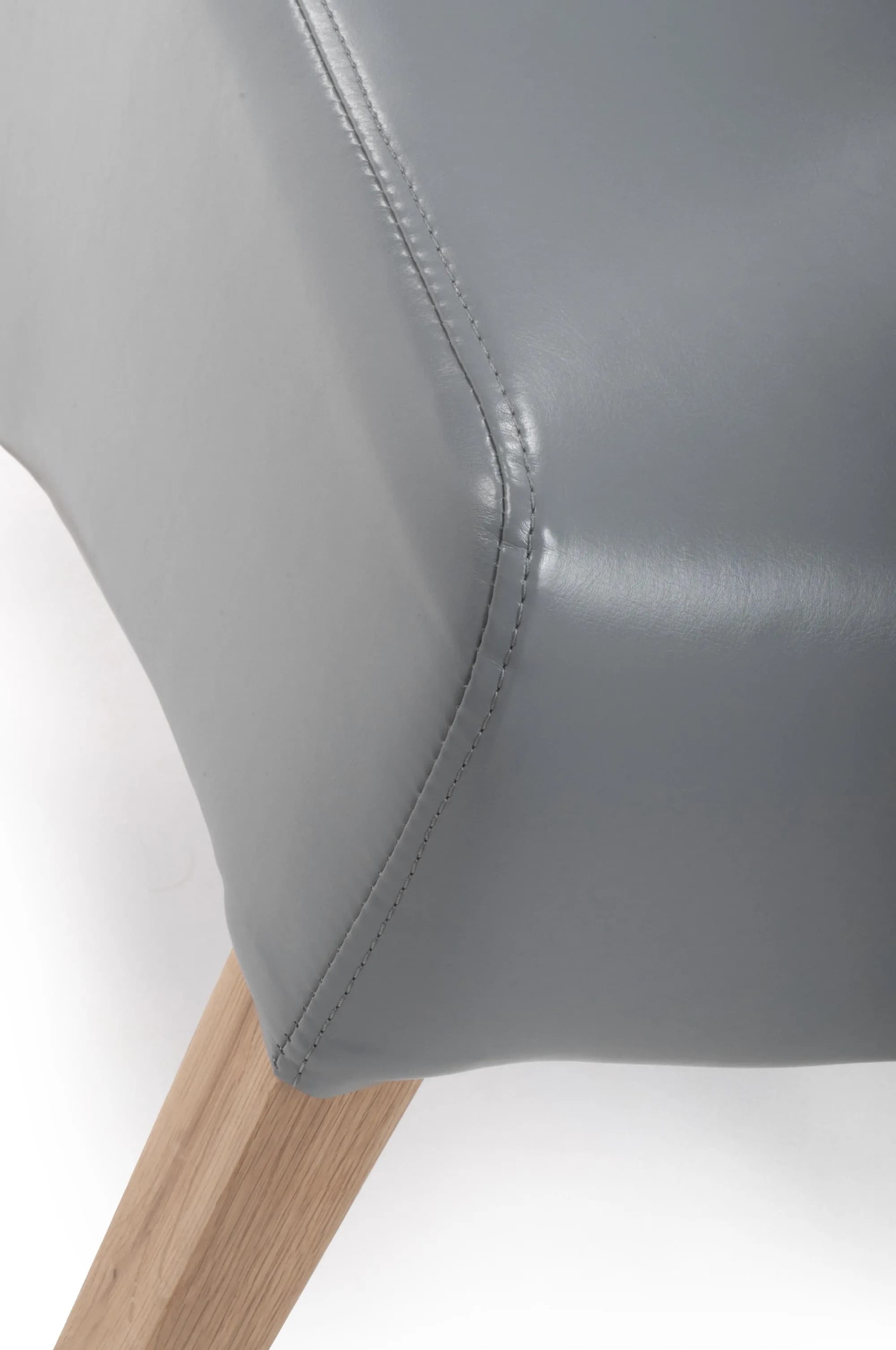 Krista Roll Back Bonded Leather Grey Dining Chair