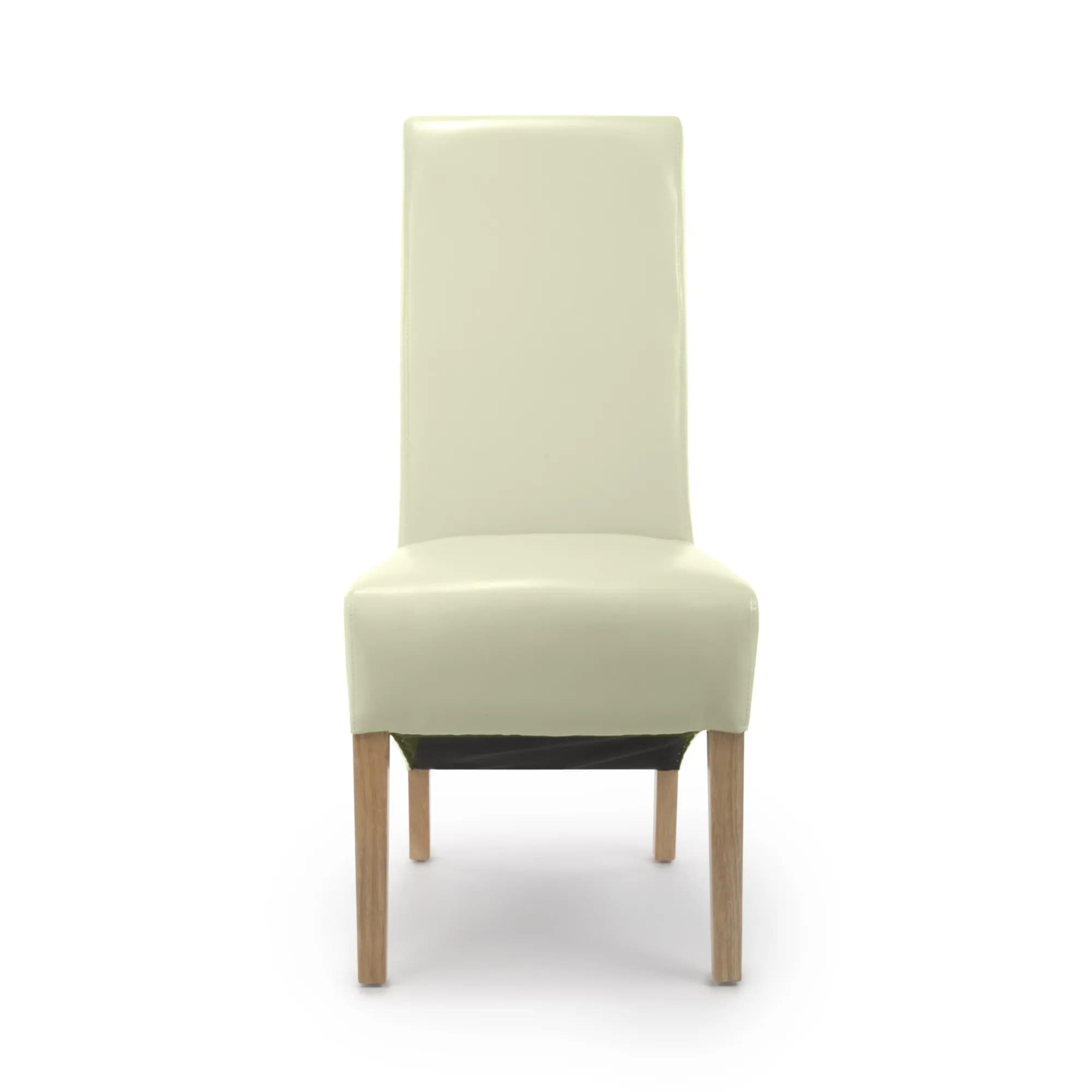 Krista Roll Back Bonded Leather Ivory Dining Chair