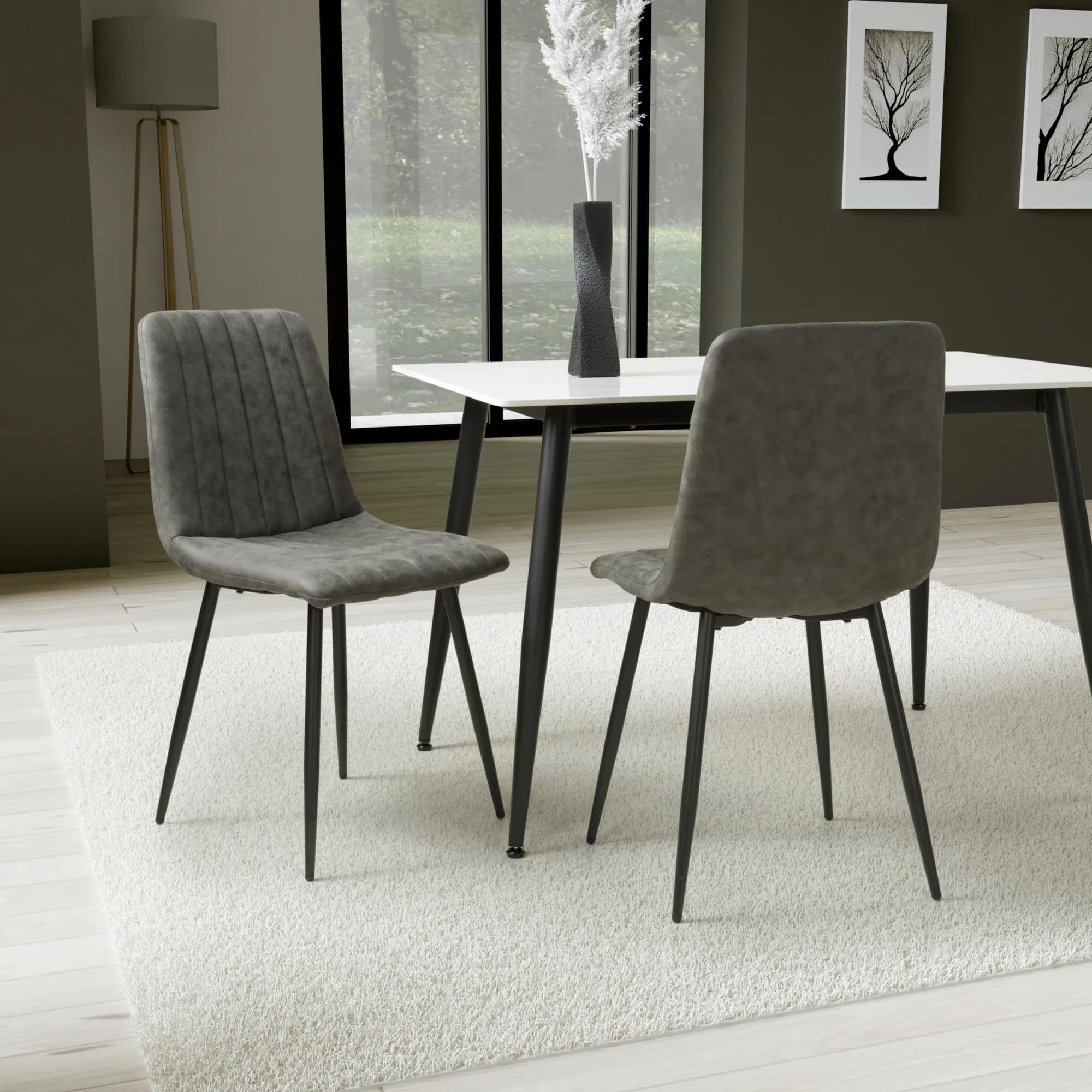Lisbon Microfibre Grey Dining Chair