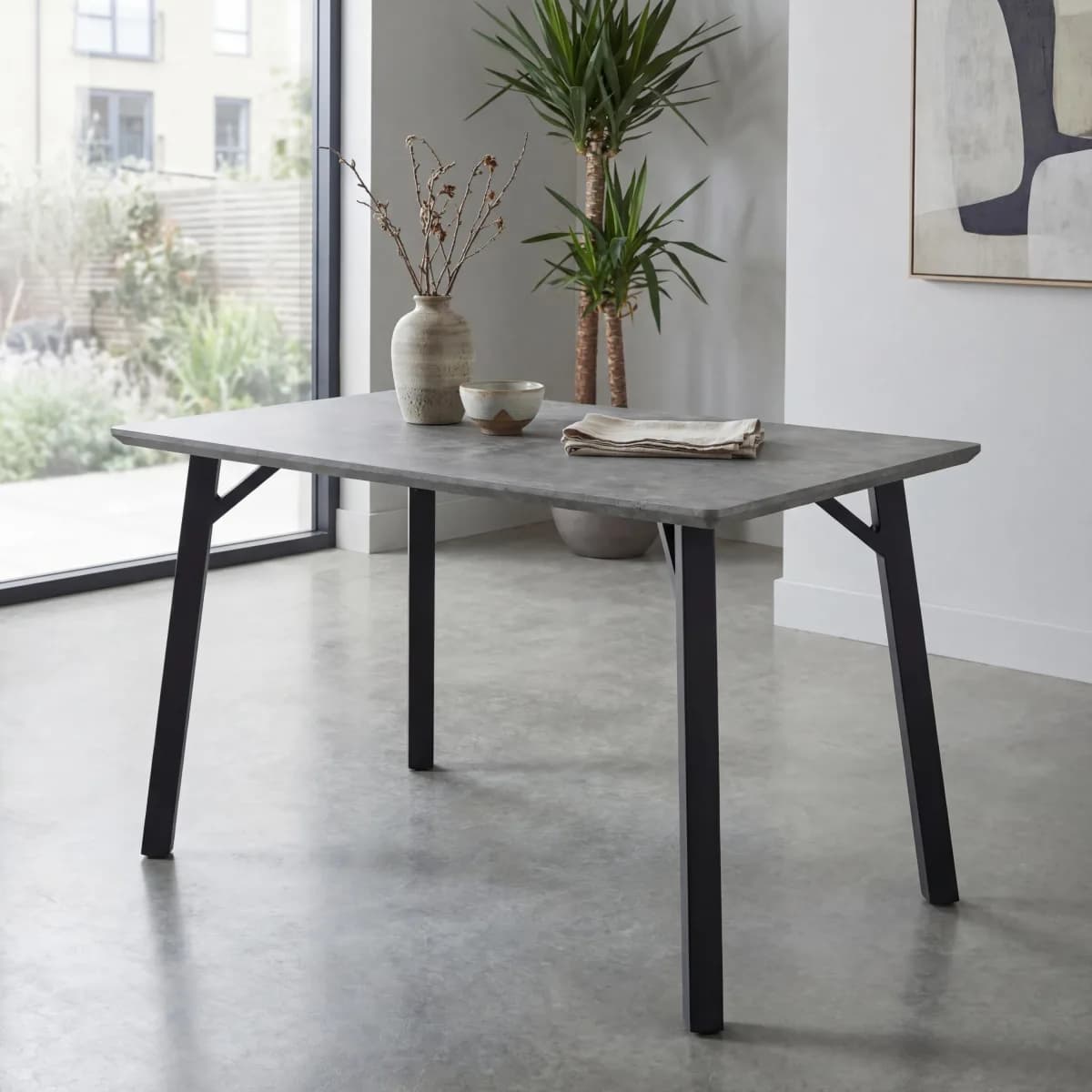 Loxdale 1.2m Grey Concrete Effect Dining Table