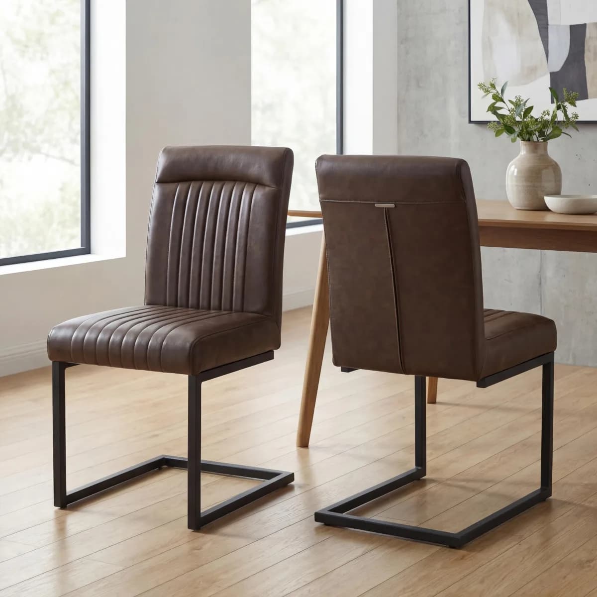 Ludlow Leather Effect Brown Dining Chair