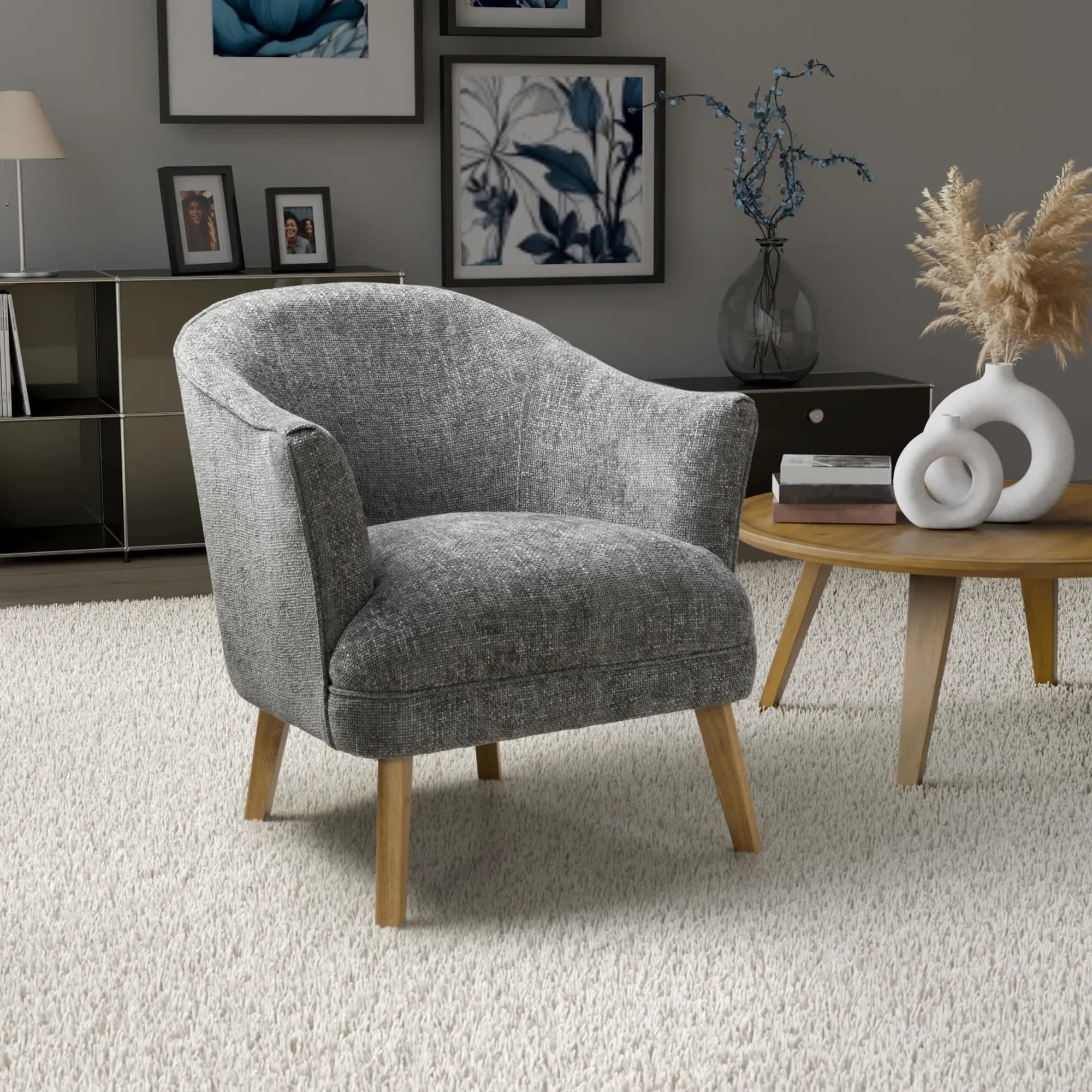 Mallory Flax Effect Grey Armchair