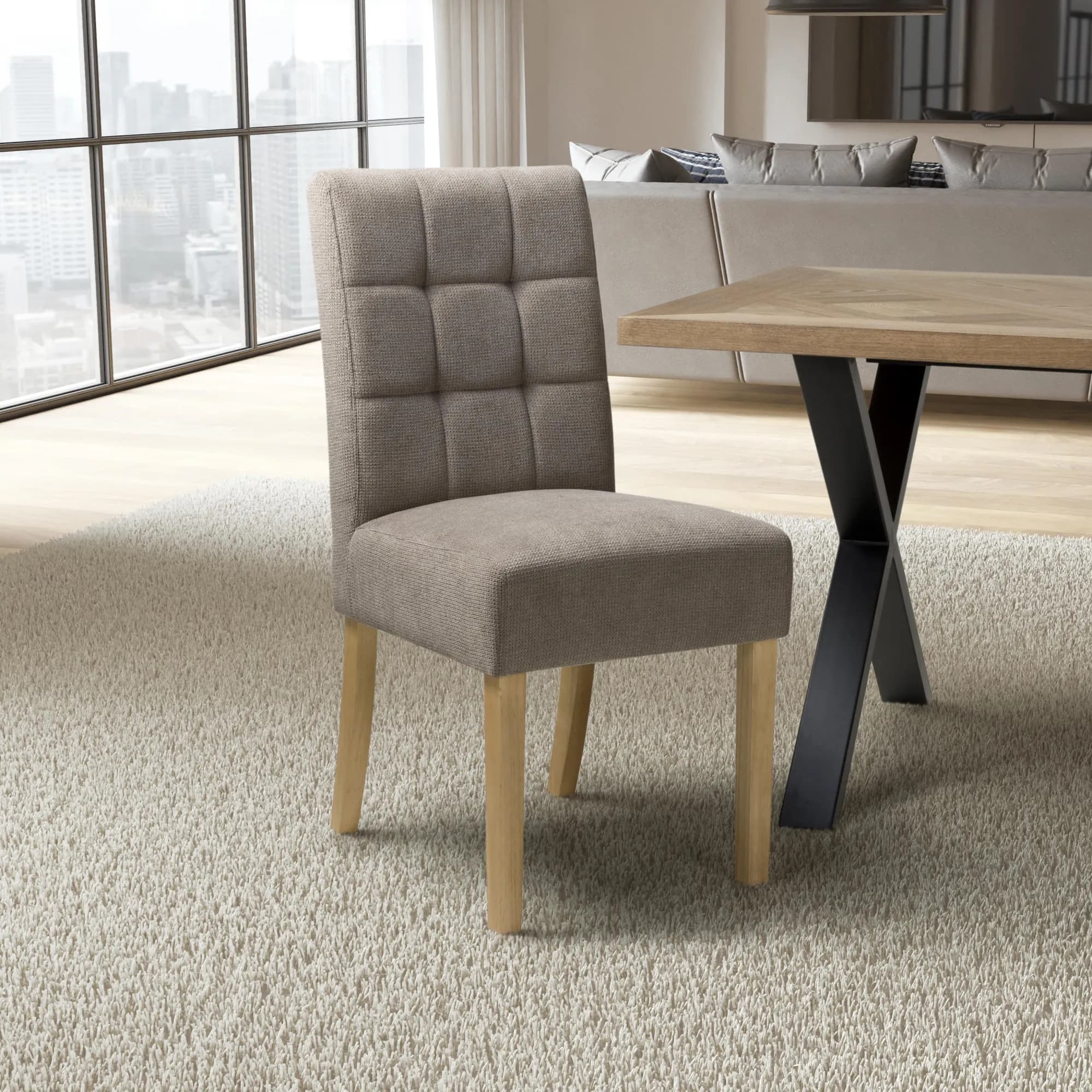 Moseley Flax Effect Light Brown Dining Chair in Natural Legs