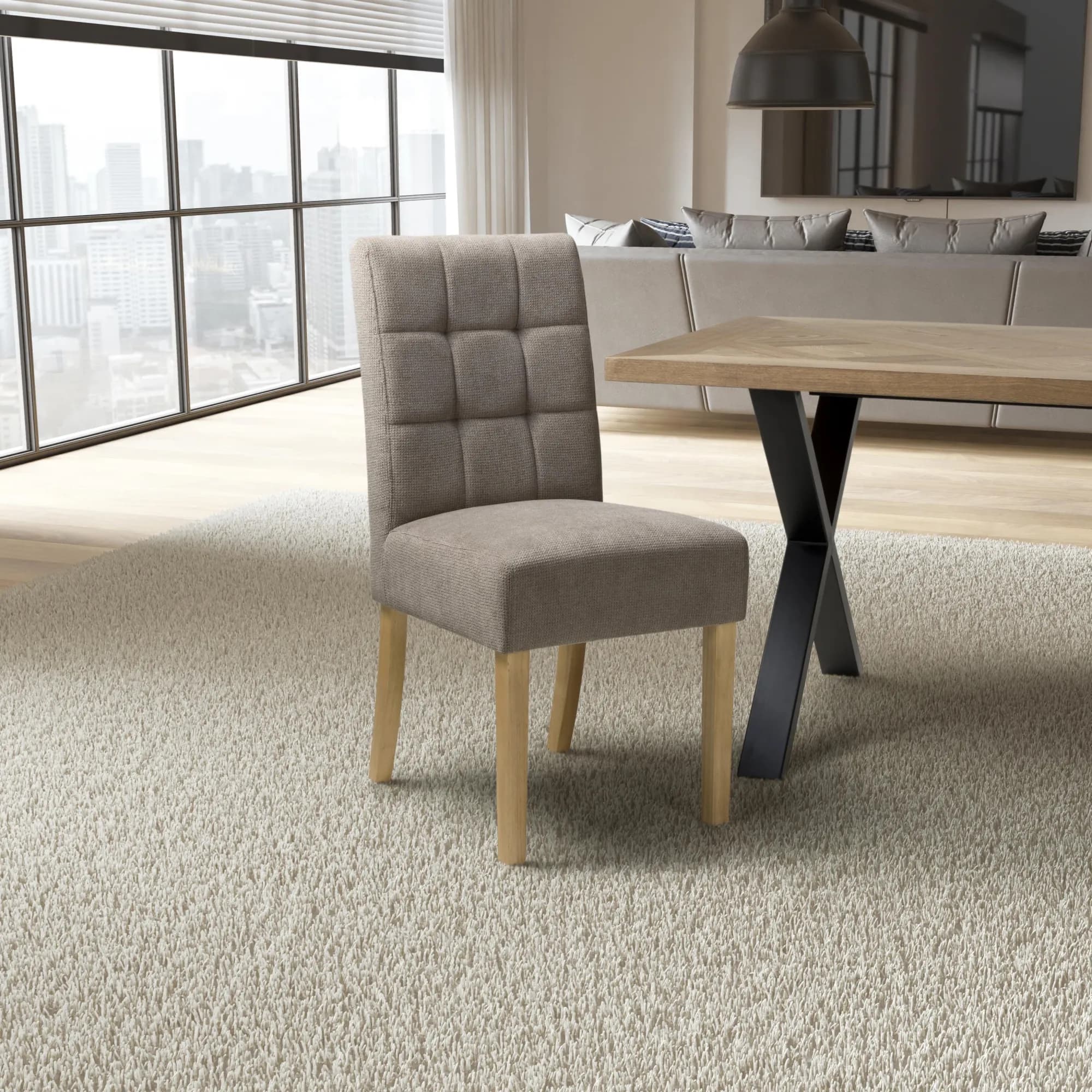 Moseley Flax Effect Light Brown Dining Chair in Natural Legs