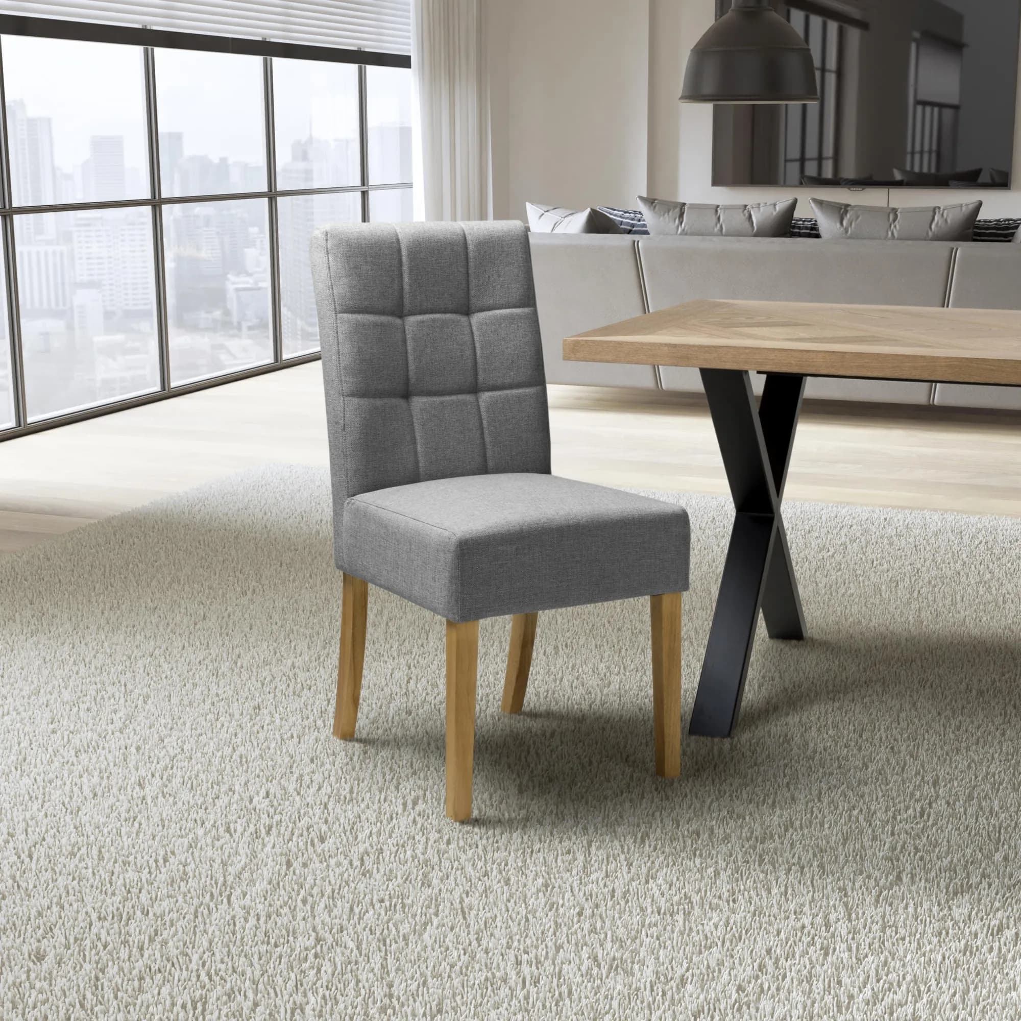 Moseley Linen Effect Silver Grey in Natural Legs