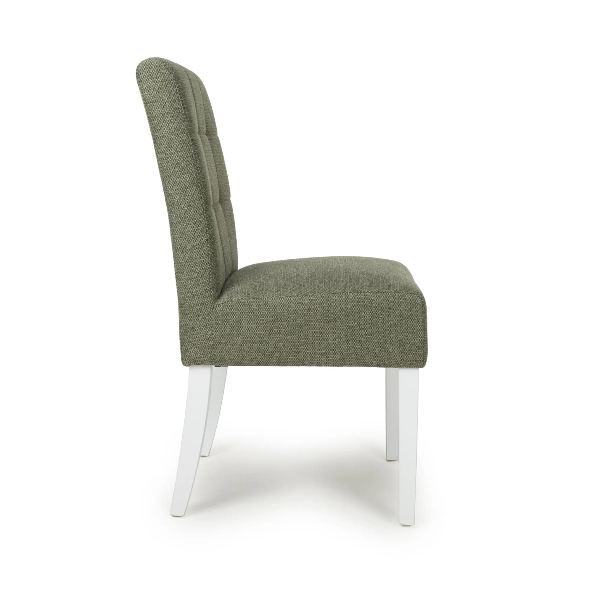 Moseley Weave Green Dining Chair in White Legs