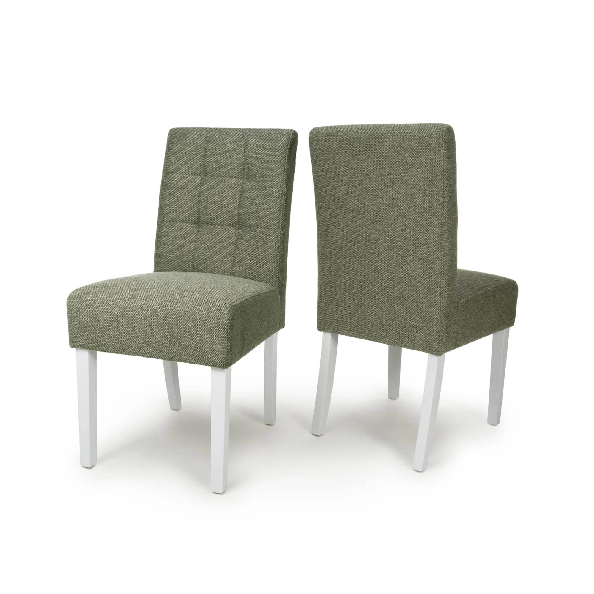 Moseley Weave Green Dining Chair in White Legs