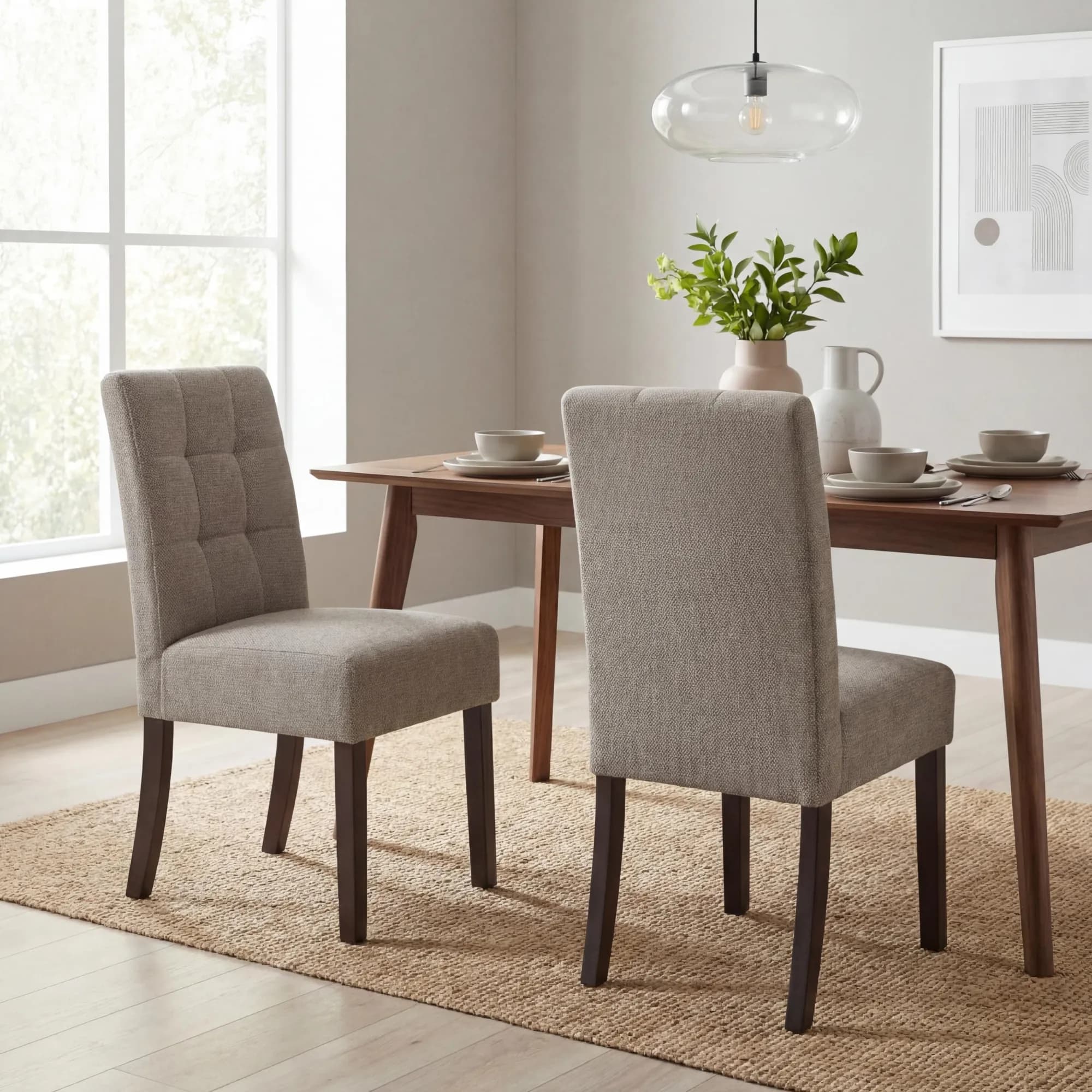Moseley Weave Mocha Dining Chair in Walnut Legs