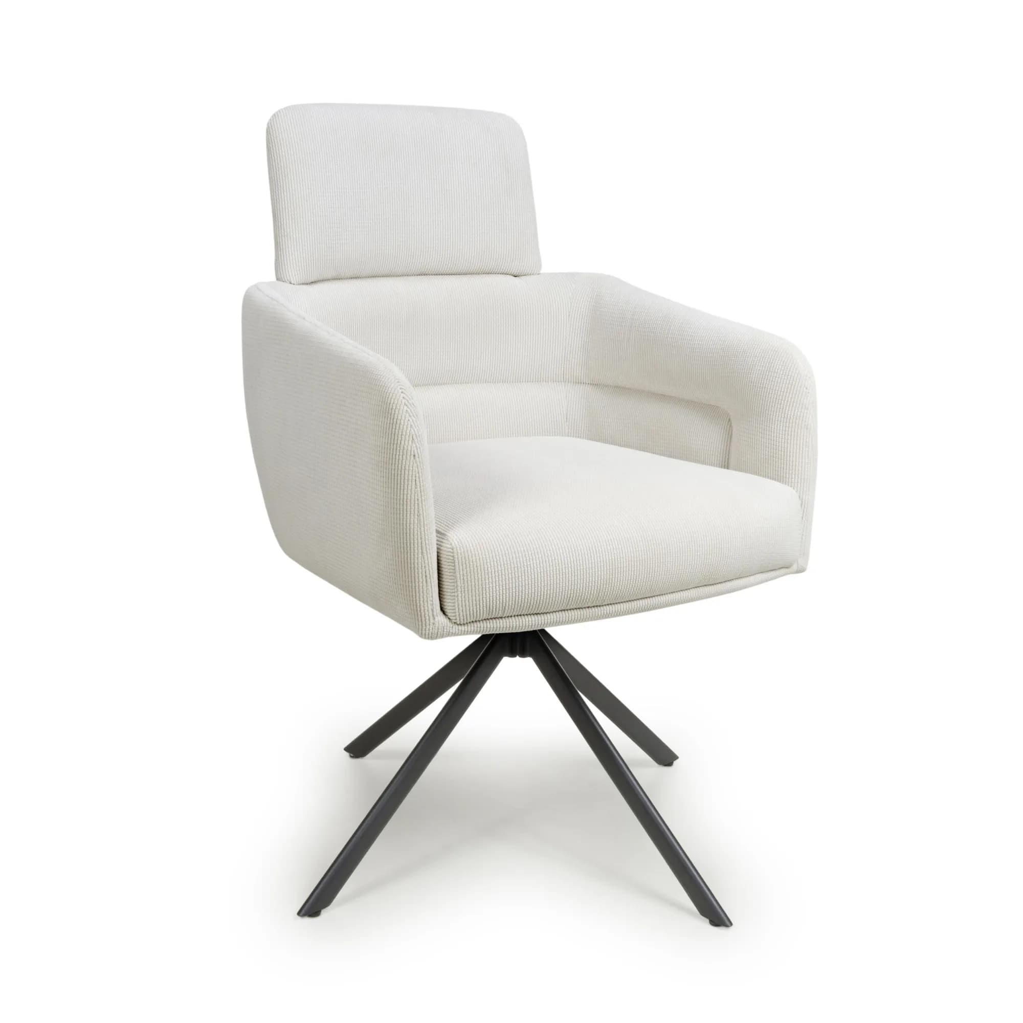Polaris Corduroy White Swivel Chair