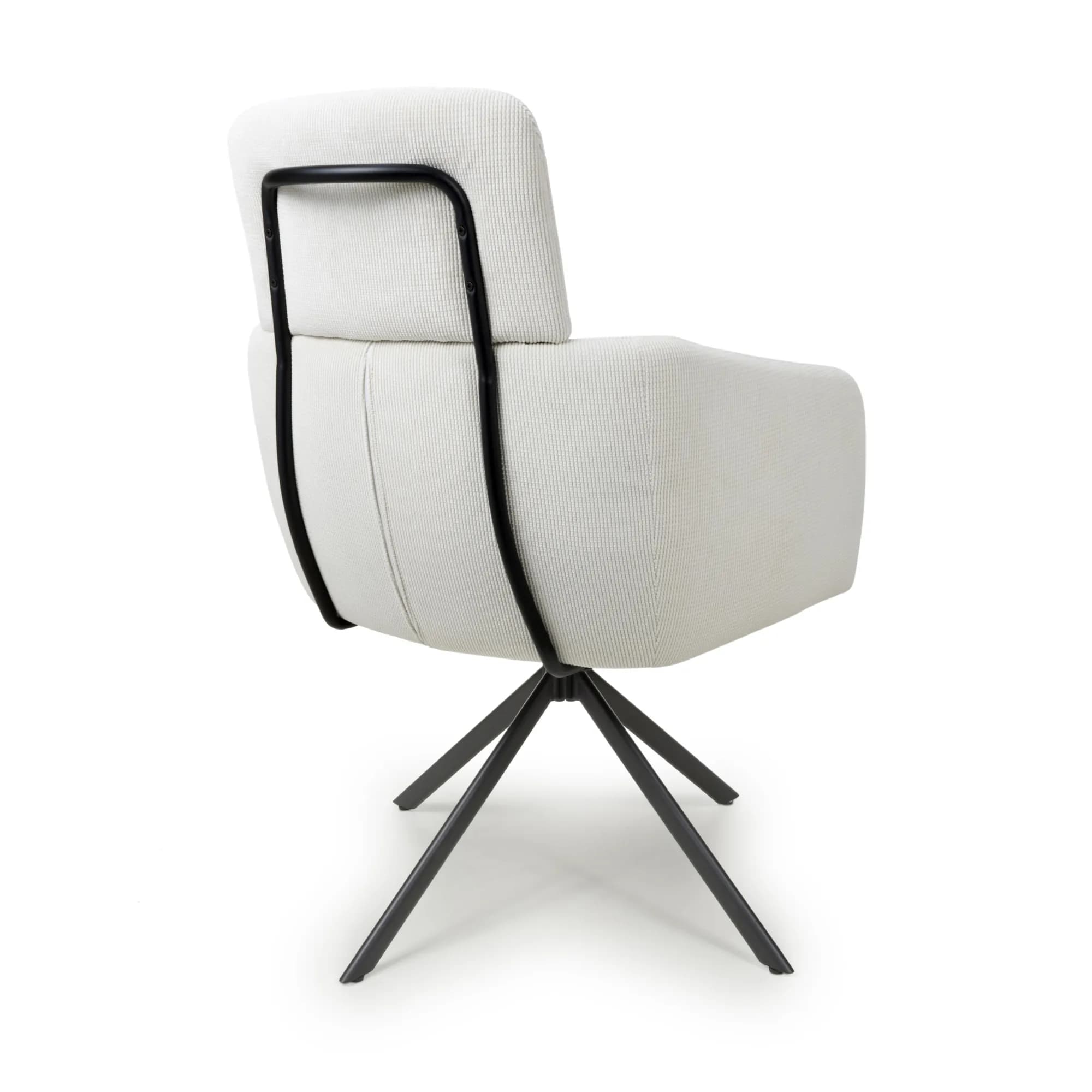 Polaris Corduroy White Swivel Chair
