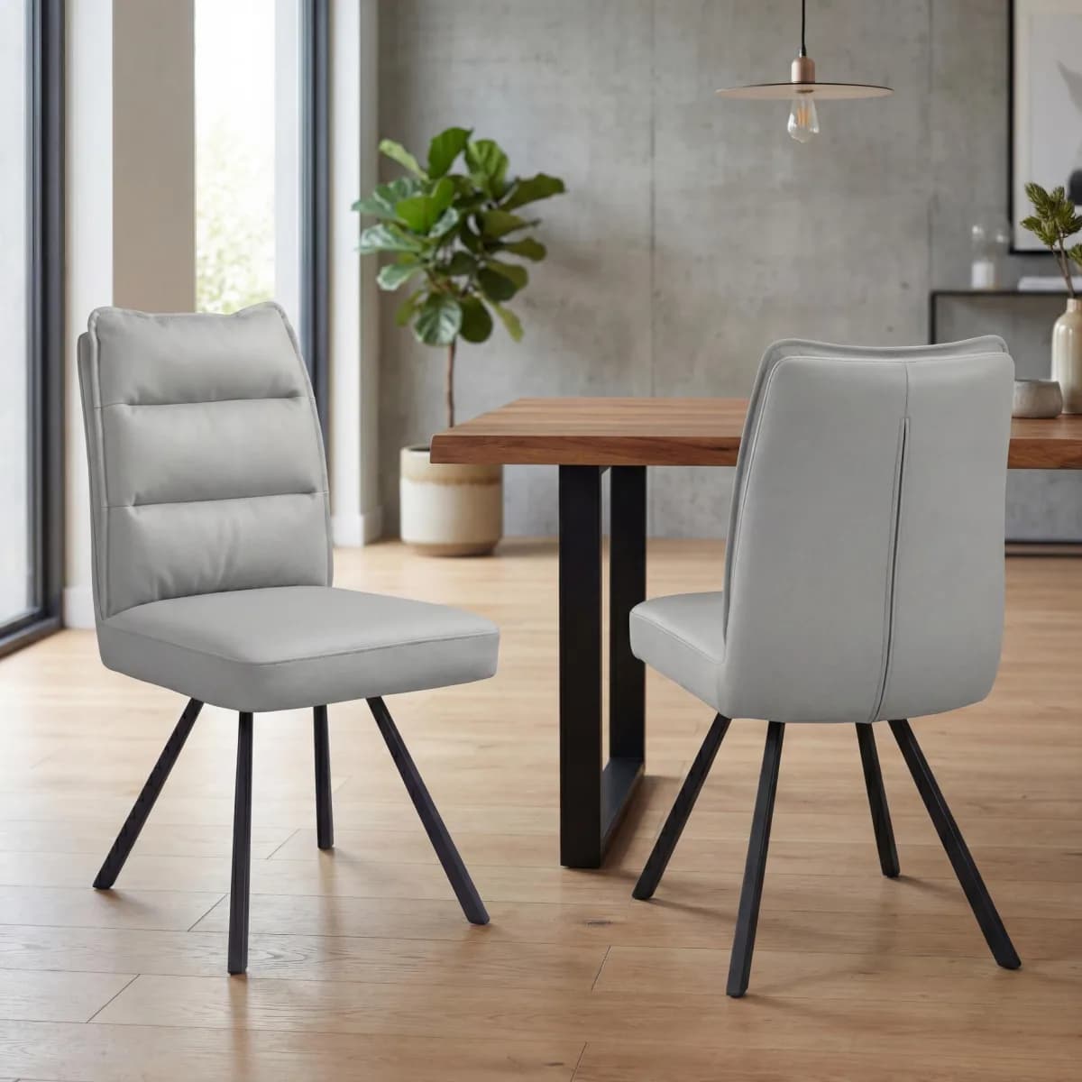 Stylus Leather Effect Light Grey Dining Chair