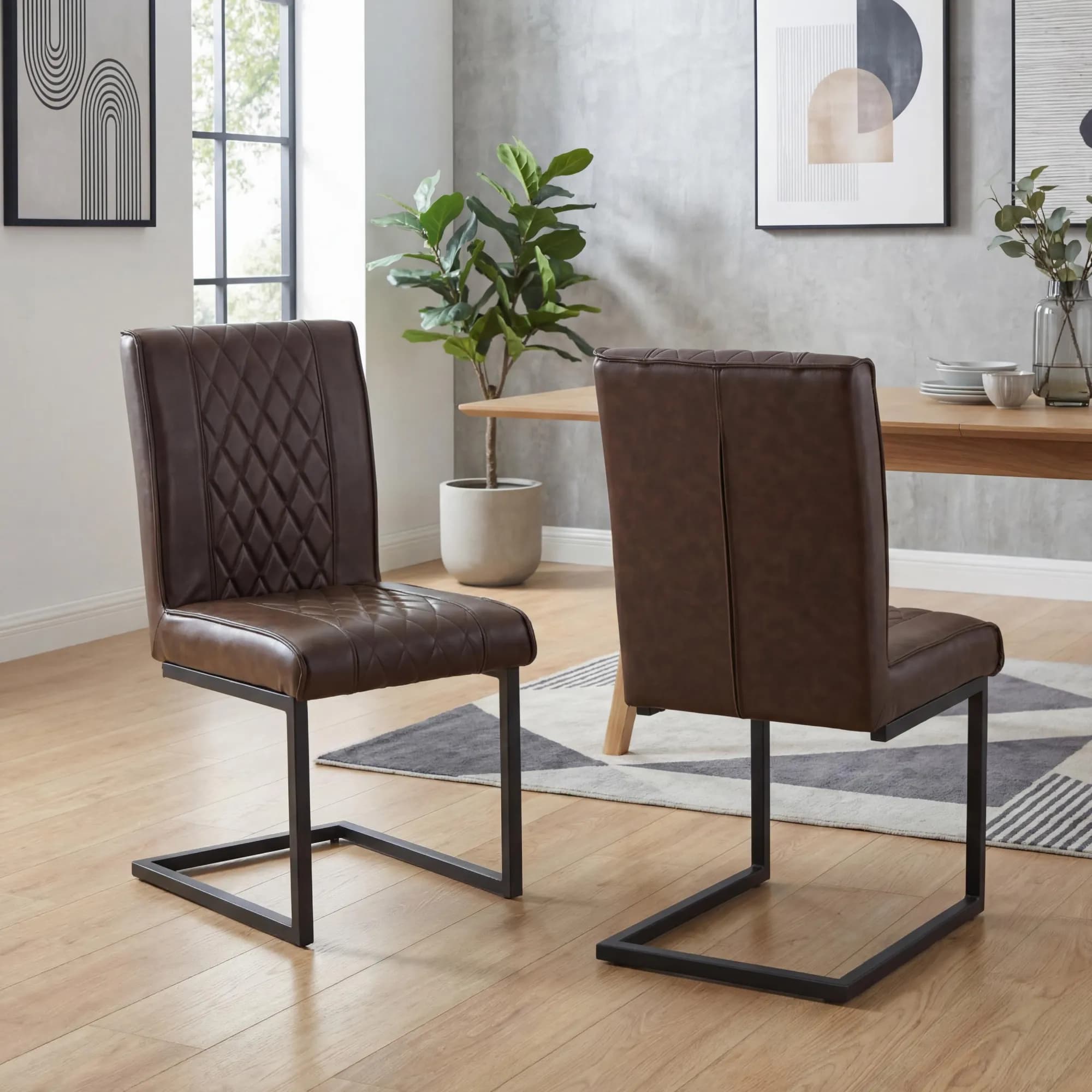 Warwick Leather Effect Brown Dining Chair