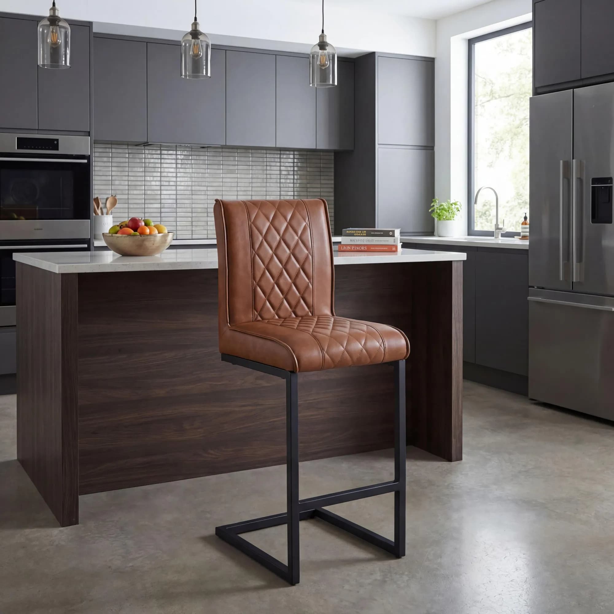 Warwick Leather Effect Tuscan Tan Bar Stool