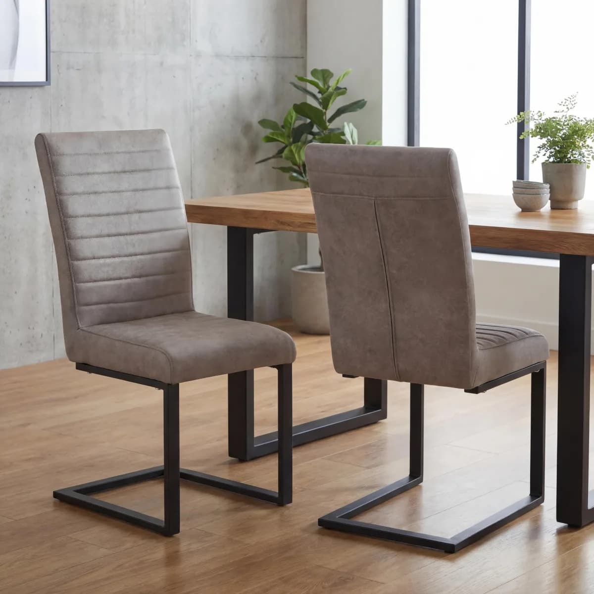 Belvoir Leather Effect Stone Grey Dining Chair